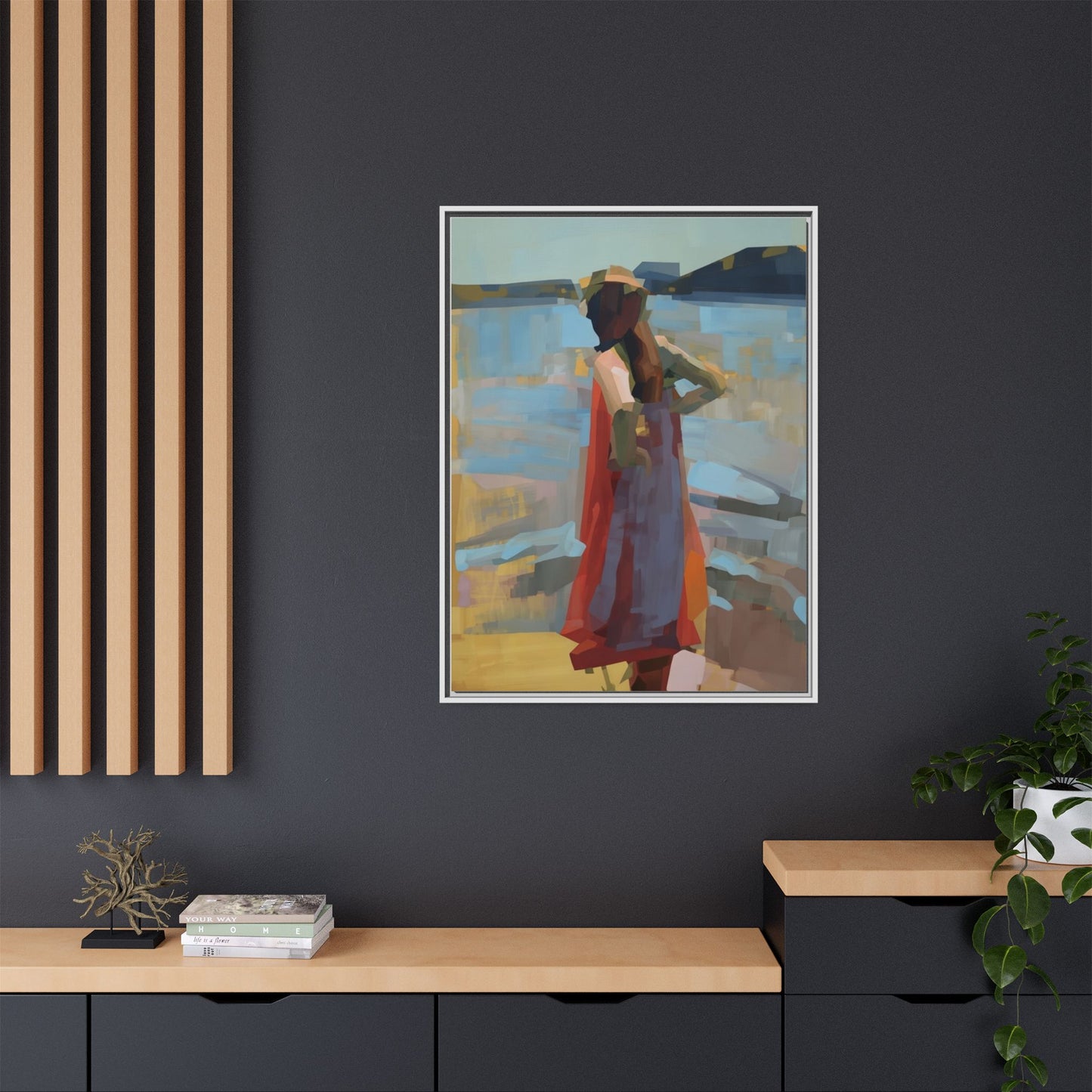 Framed Matte Canvas Print — Coastal Woman Abstract Art