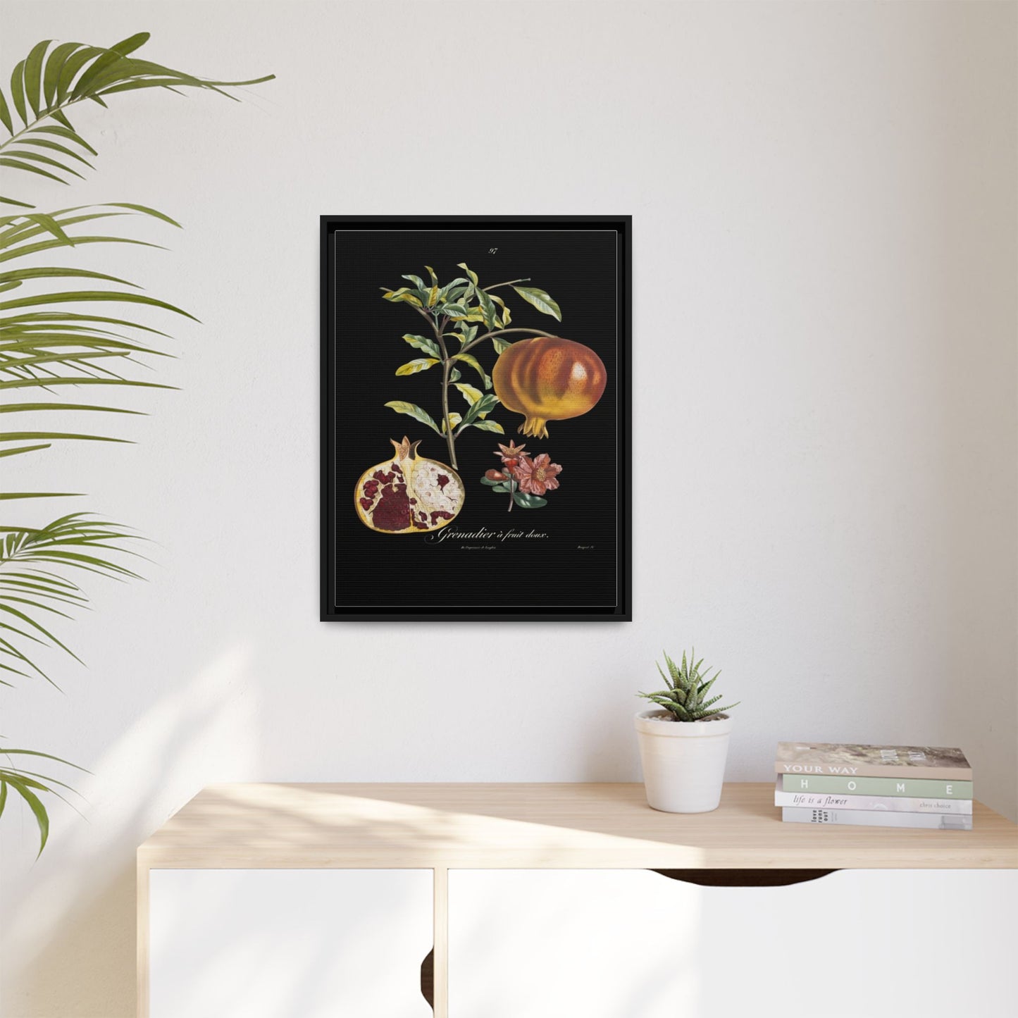Pomegranate Botanical Framed Canvas Print — Vintage Fruit Wall Art