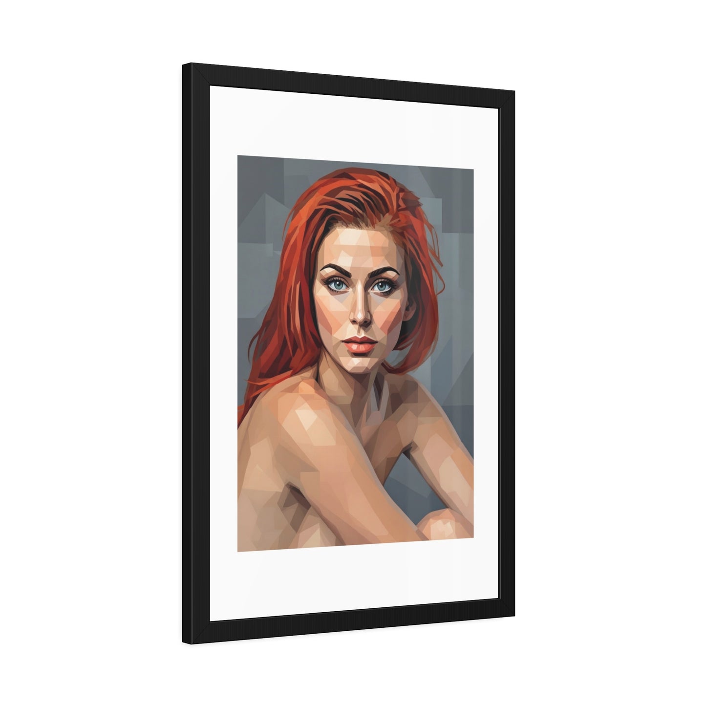 Framed Poster — Geometric Redhead Portrait Art Print