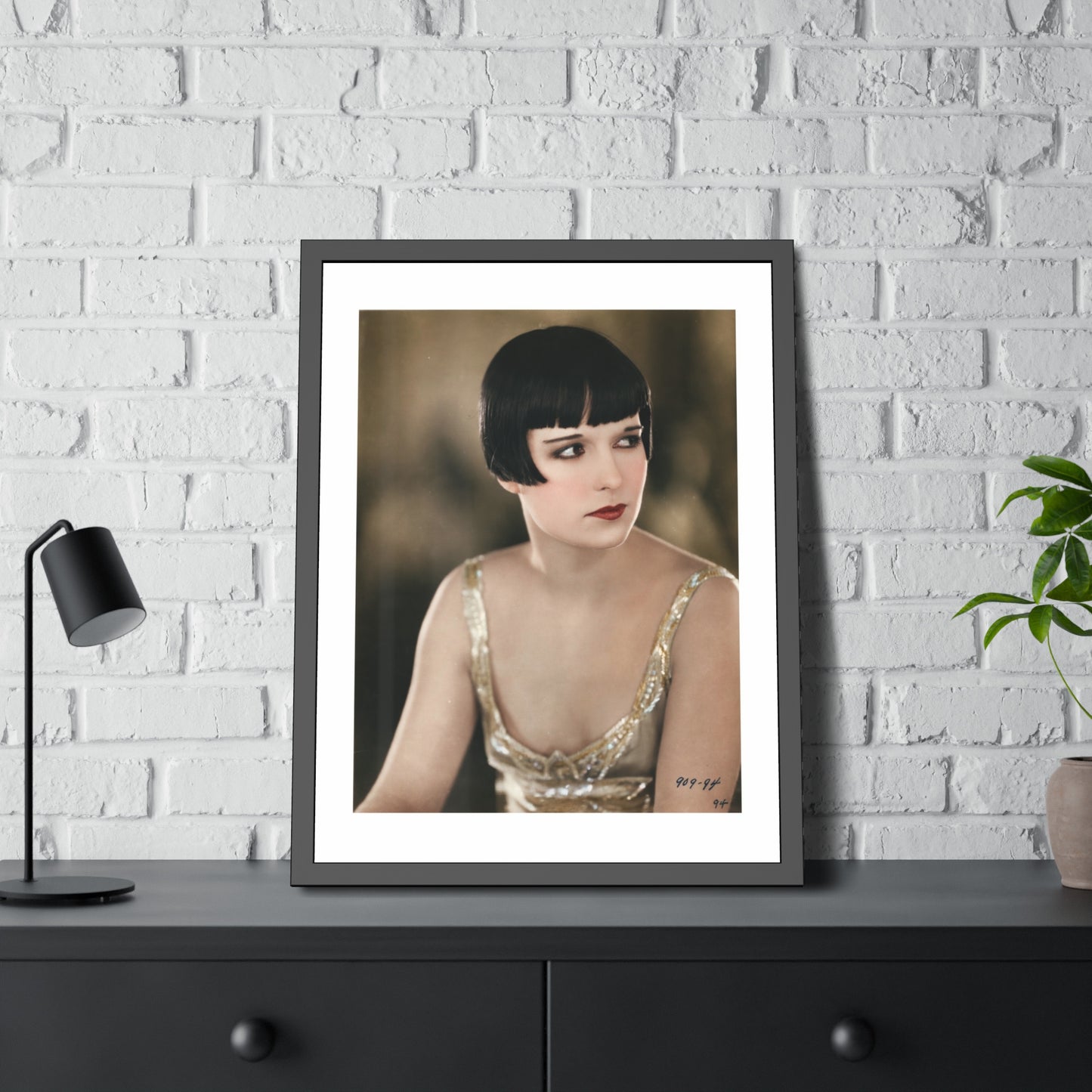 Vintage 1920s Louise Brooks Portrait Framed Poster — Art Deco Wall Print