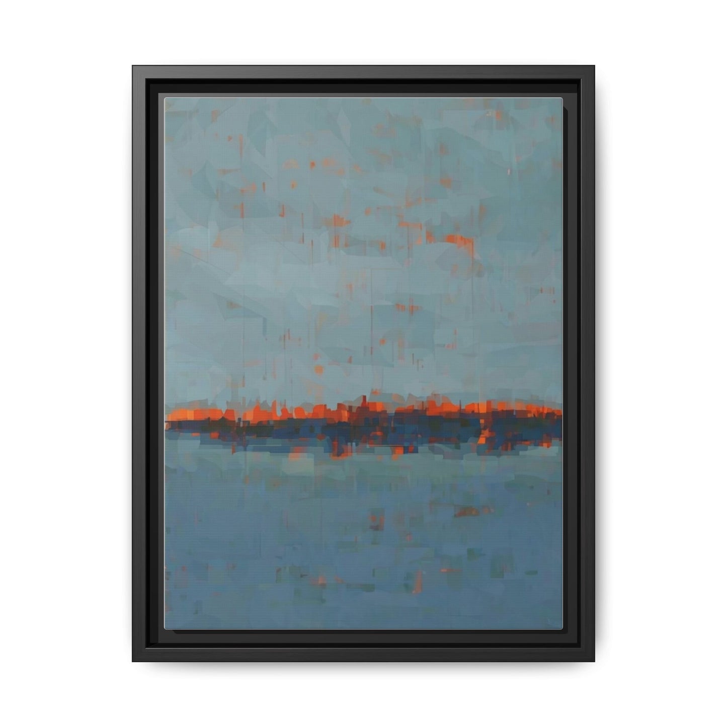 Framed Canvas Art — Teal & Orange Abstract Seascape