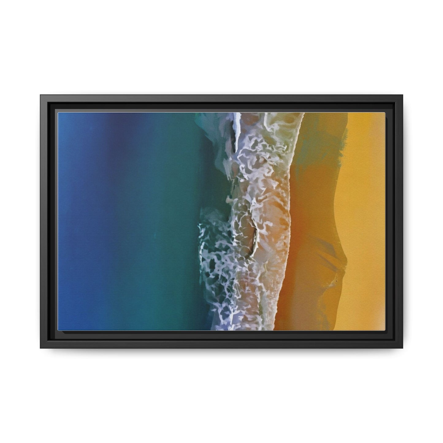 Framed Matte Canvas Seascape Print – Coastal Waves Wall Art