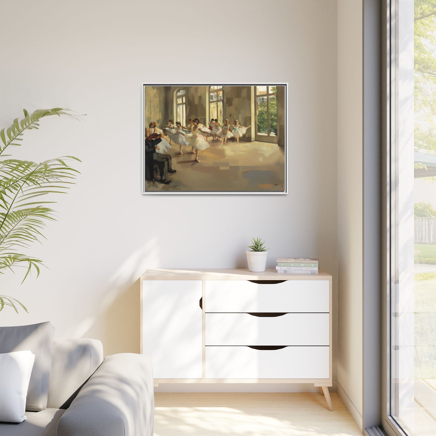 Framed Matte Canvas Print — Ballet Class Scene (Impressionist Dancers)