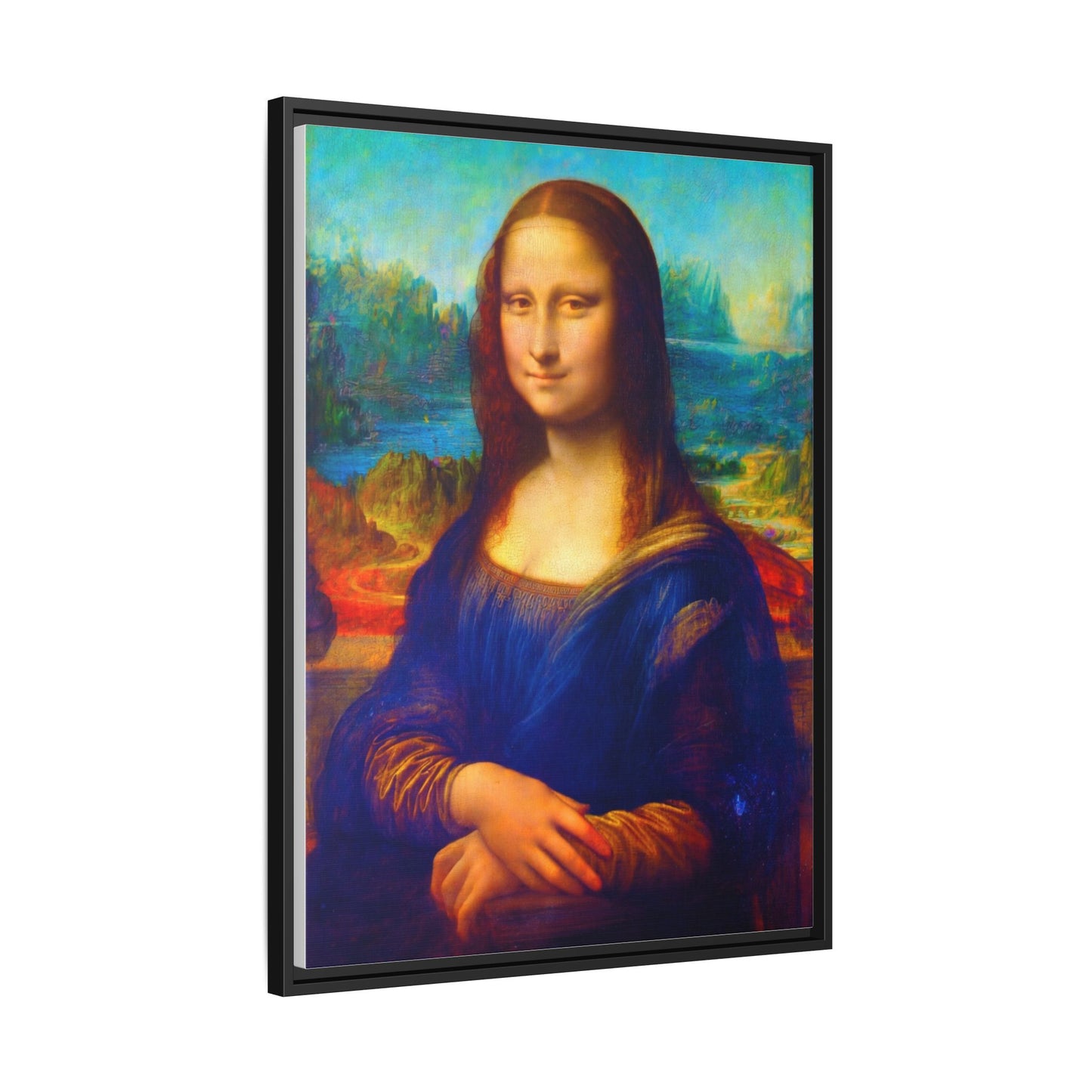 Framed Matte Canvas Print — Colorful Mona Lisa Wall Art