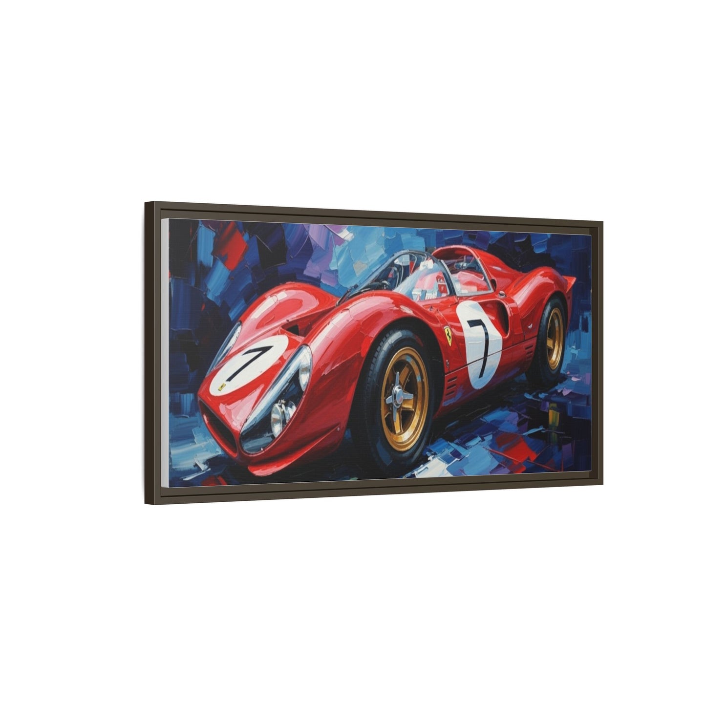 Vintage Ferrari Red Racecar Matte Canvas Framed Wall Art