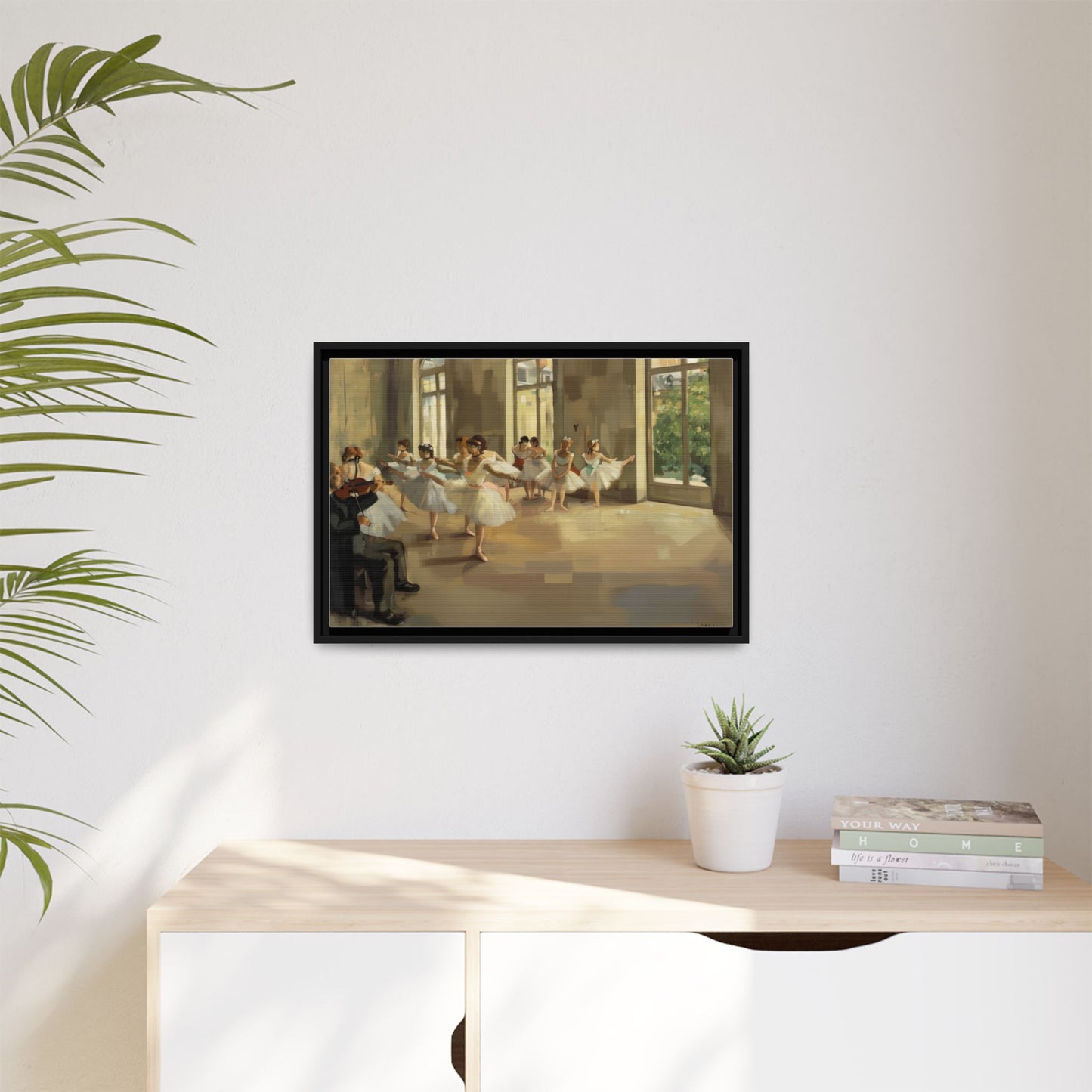 Framed Matte Canvas Print — Ballet Class Scene (Impressionist Dancers)