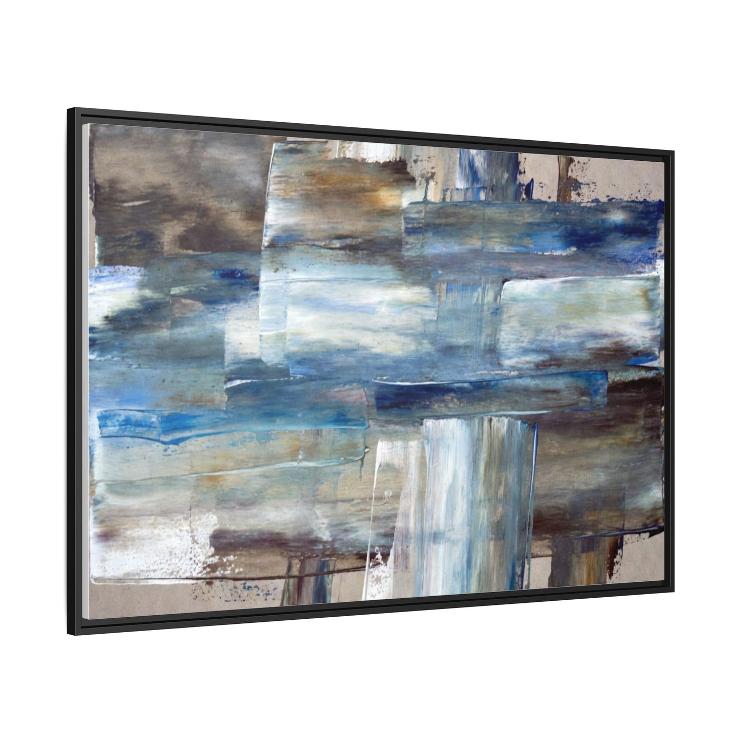 Abstract Blue Coastal Matte Canvas Framed Wall Art