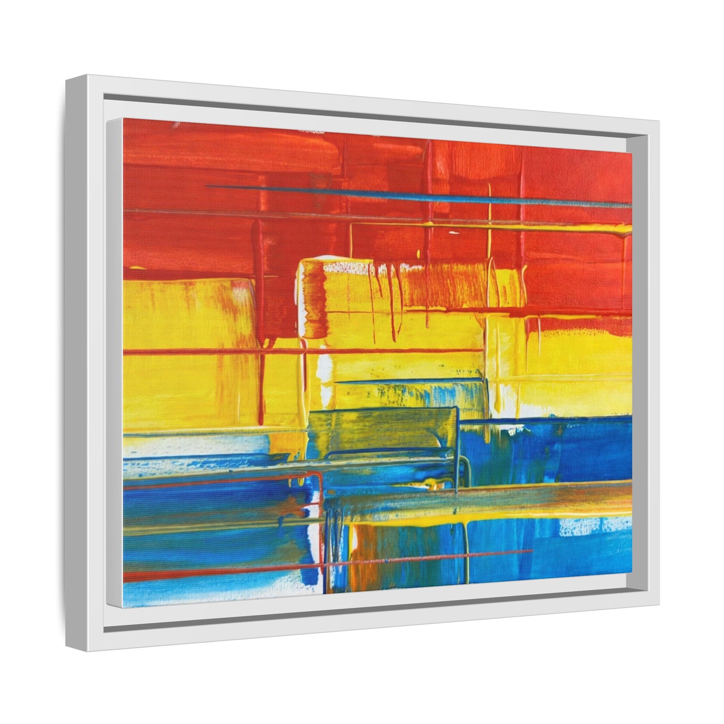 Abstract Multi-Color Framed Canvas Art — Modern Geometric Wall Decor