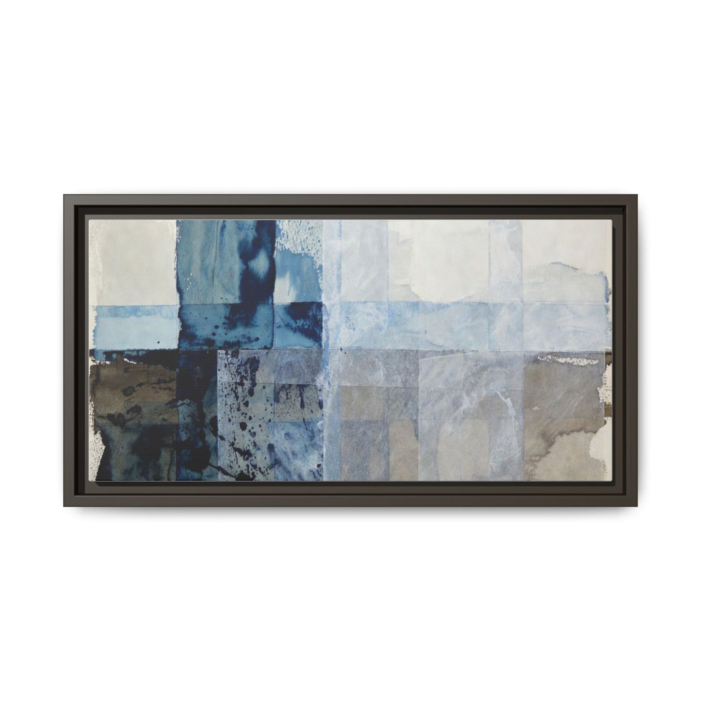 Abstract Coastal Blue Framed Canvas Art