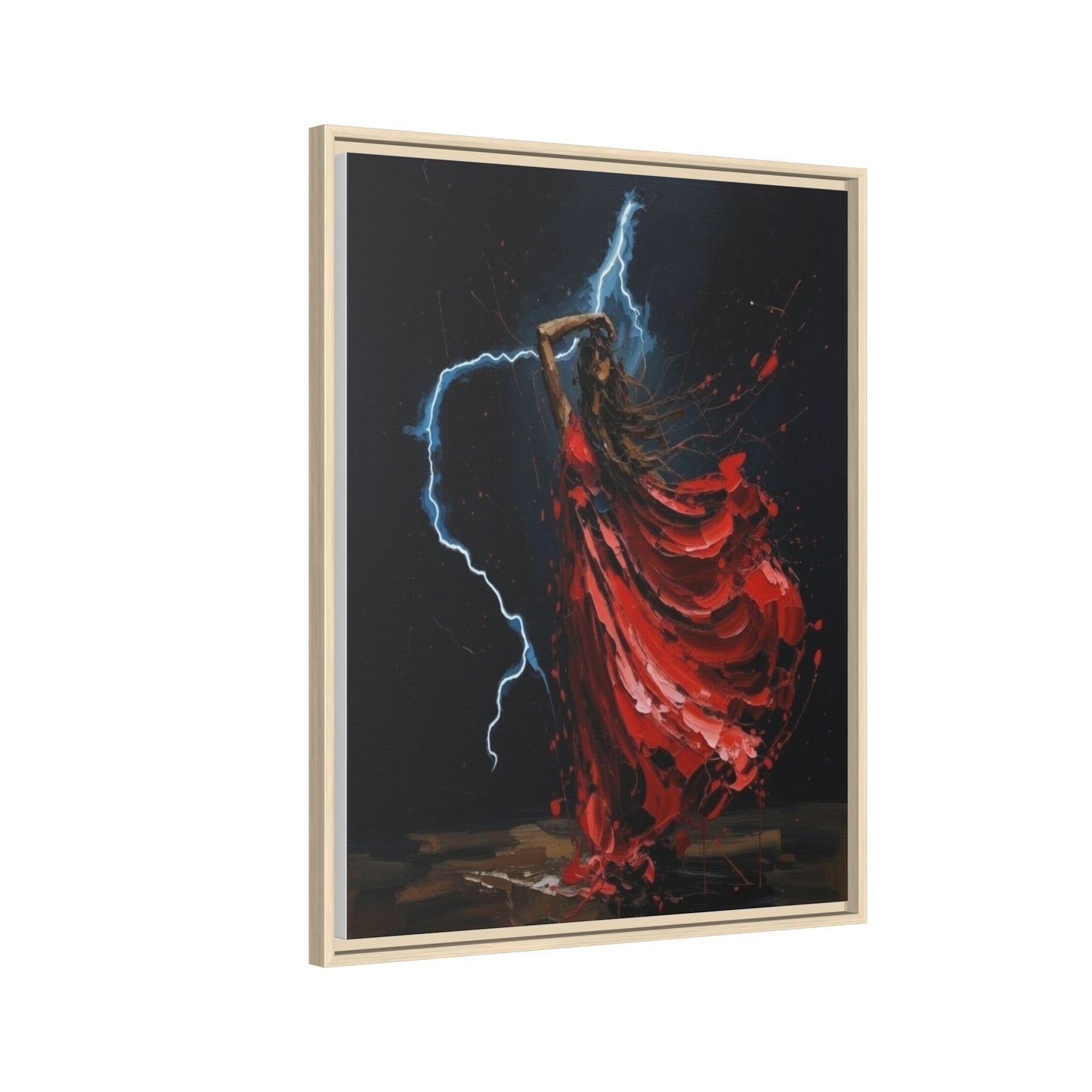 Framed Matte Canvas Print — Red Dancer Lightning Art
