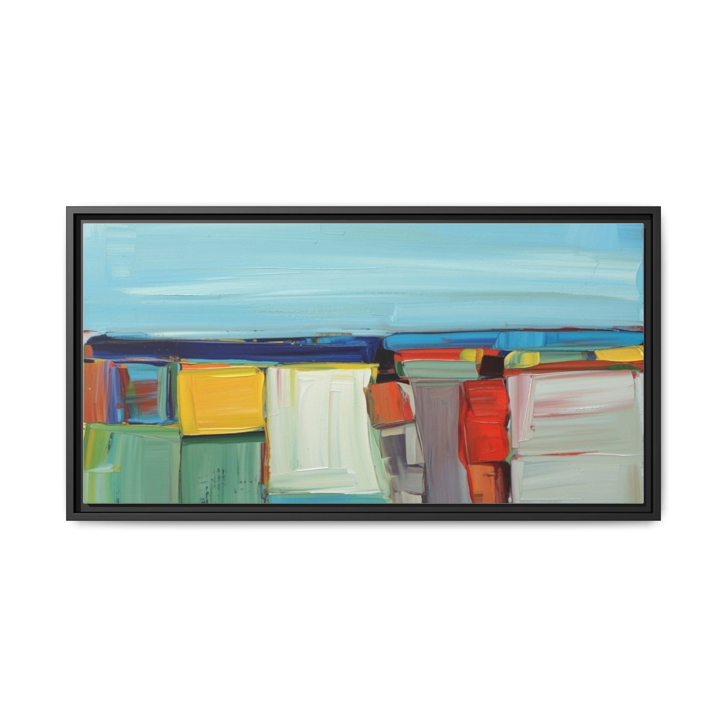 Abstract Coastal Blocks Matte Canvas Print (Framed)