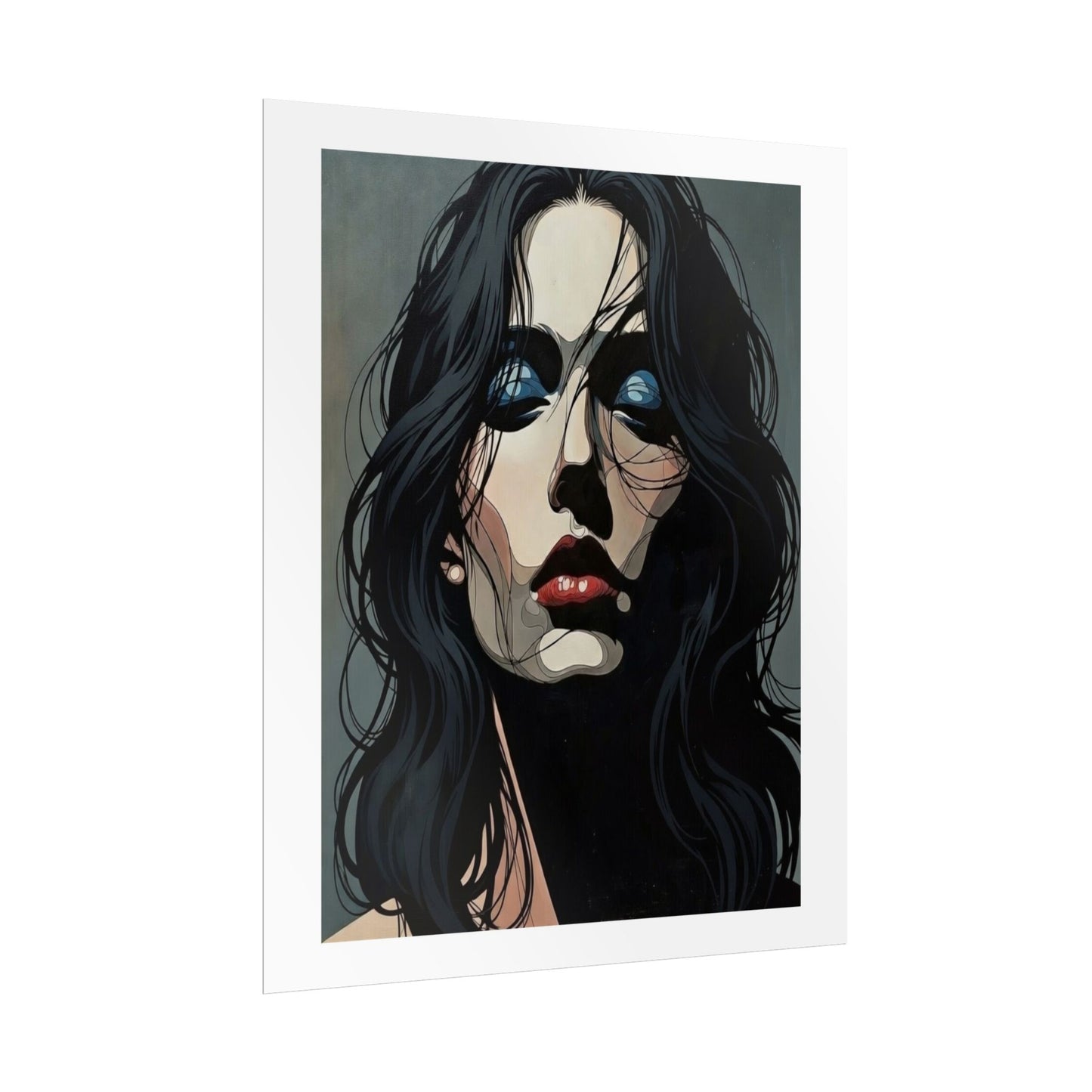 Rolled Poster — Moody Portrait Art Print (Dark Femme, Blue Eyeshadow)