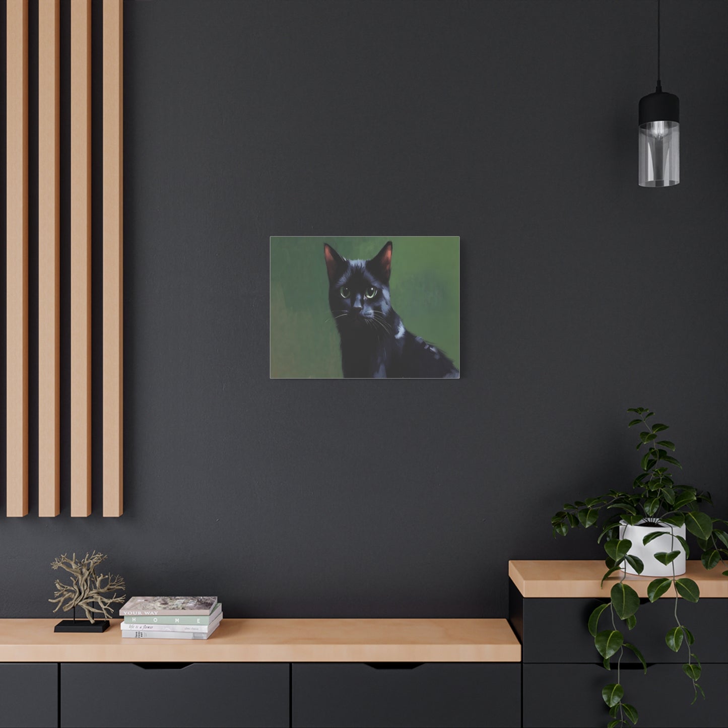 Black Cat Portrait Canvas - Matte Stretched Wall Art