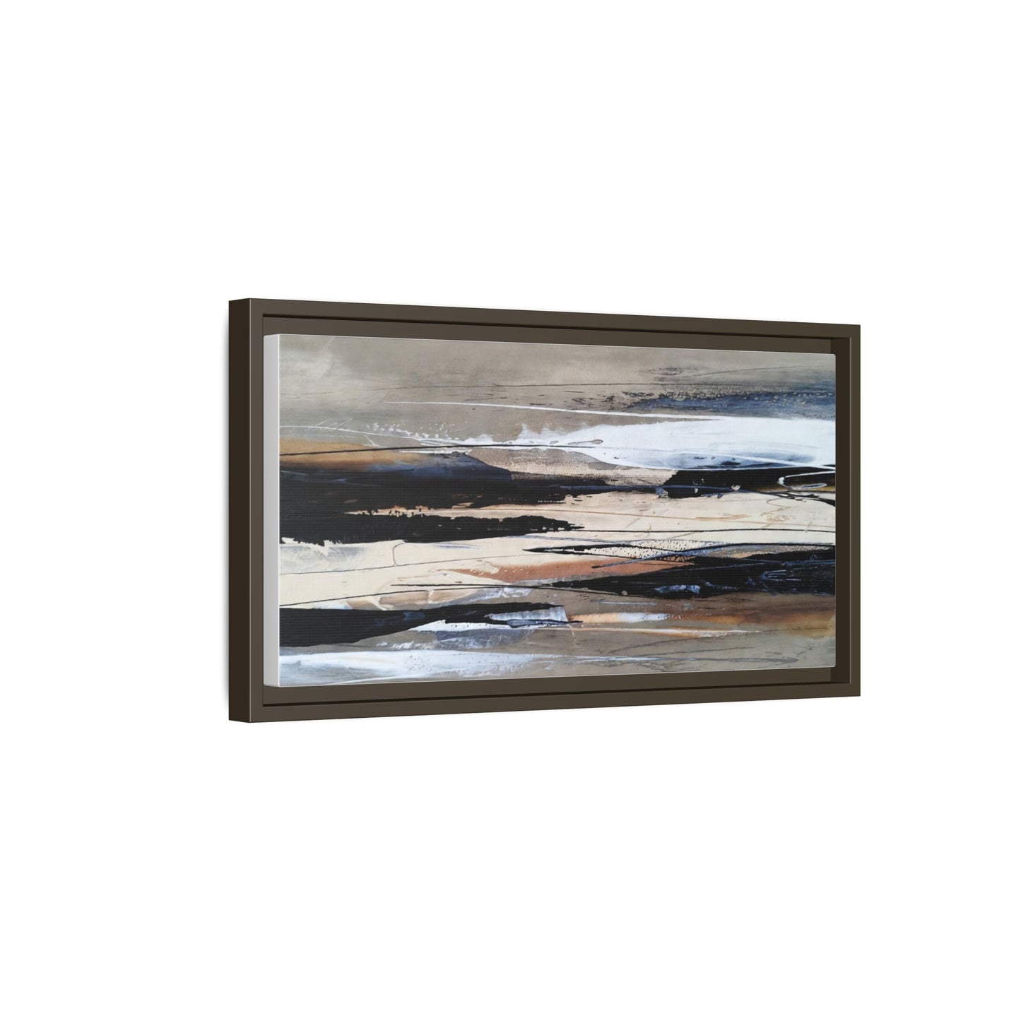 Abstract Seascape Matte Canvas Framed Wall Art — Neutral Coastal Landscape