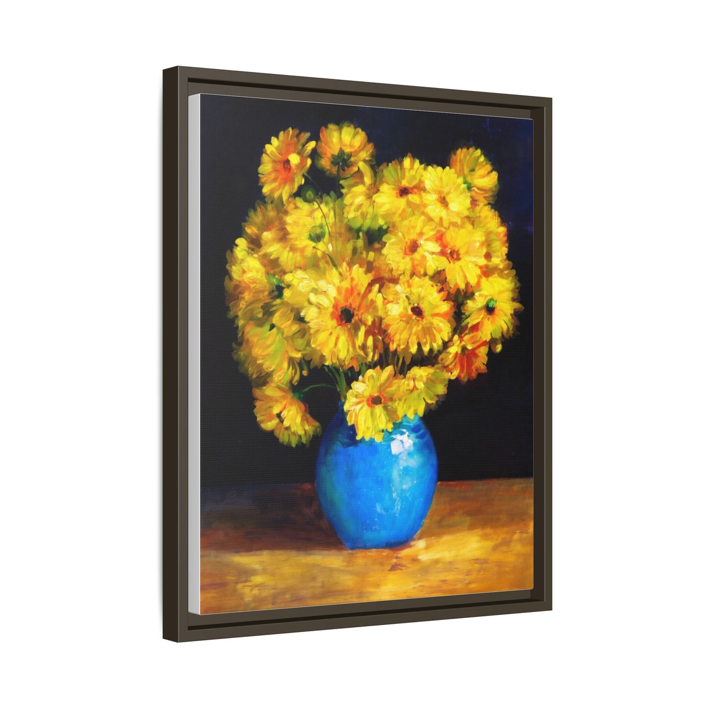 Yellow Daisy Bouquet Matte Canvas Framed Wall Art