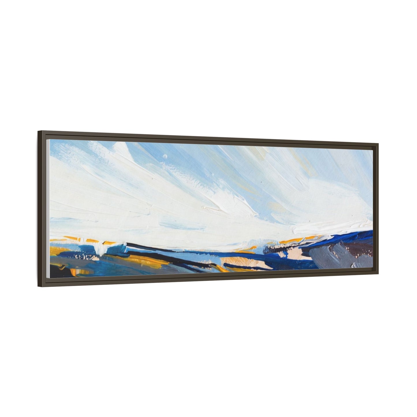 Framed Abstract Seascape Canvas Print — Matte Multi‑Color Wall Art