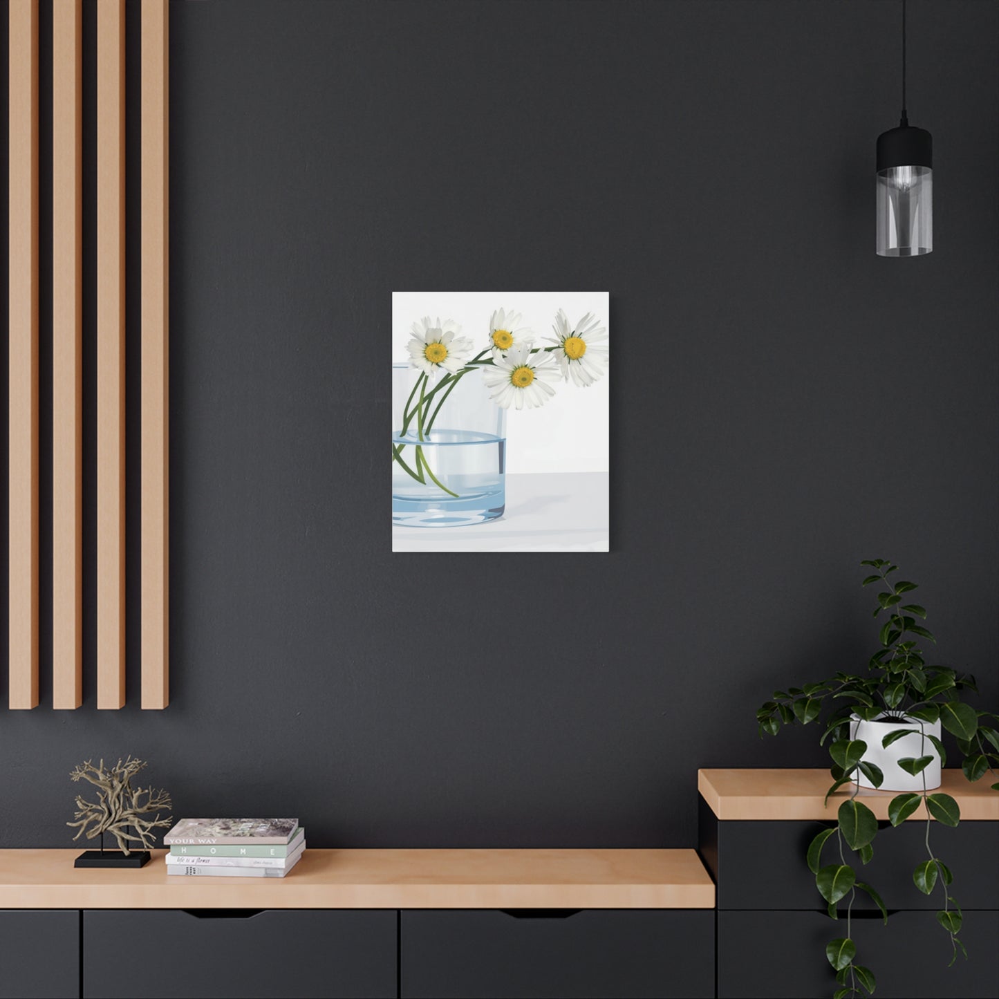 Daisy Glass Vase Canvas Print — Matte Stretched Wall Art