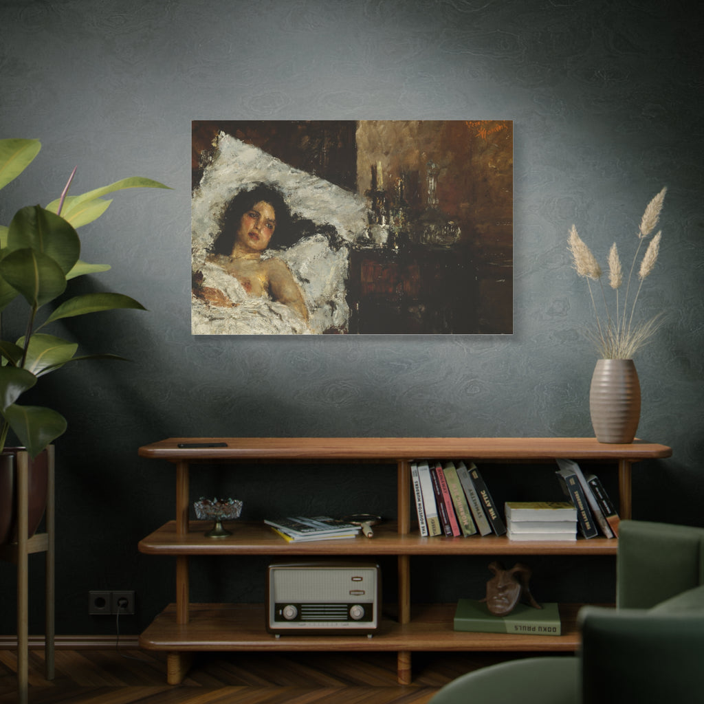 Resting by Antonio Mancini Matte Canvas Wall Art Print