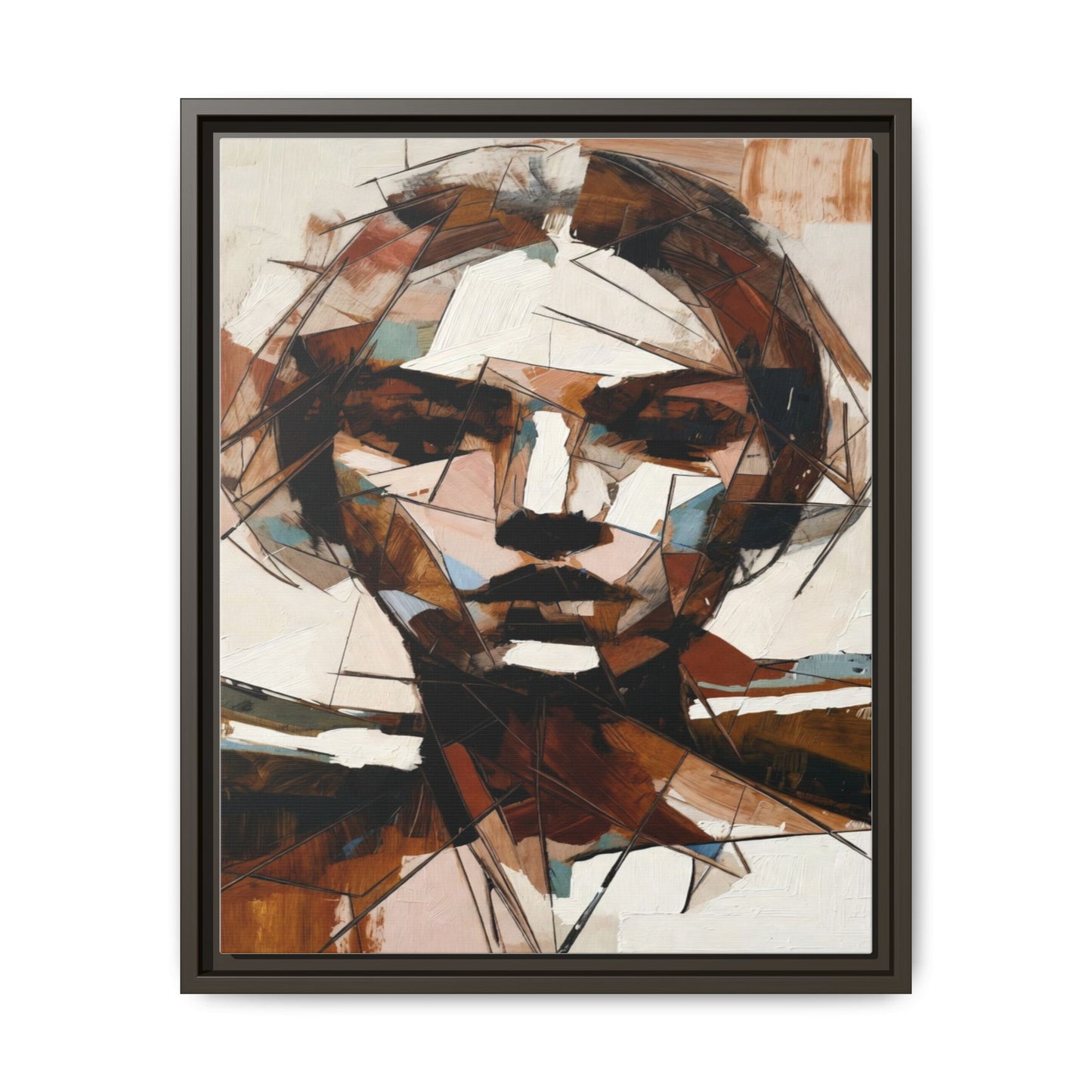 Abstract Woman Portrait Matte Canvas Framed — Geometric Multi-Color Wall Art