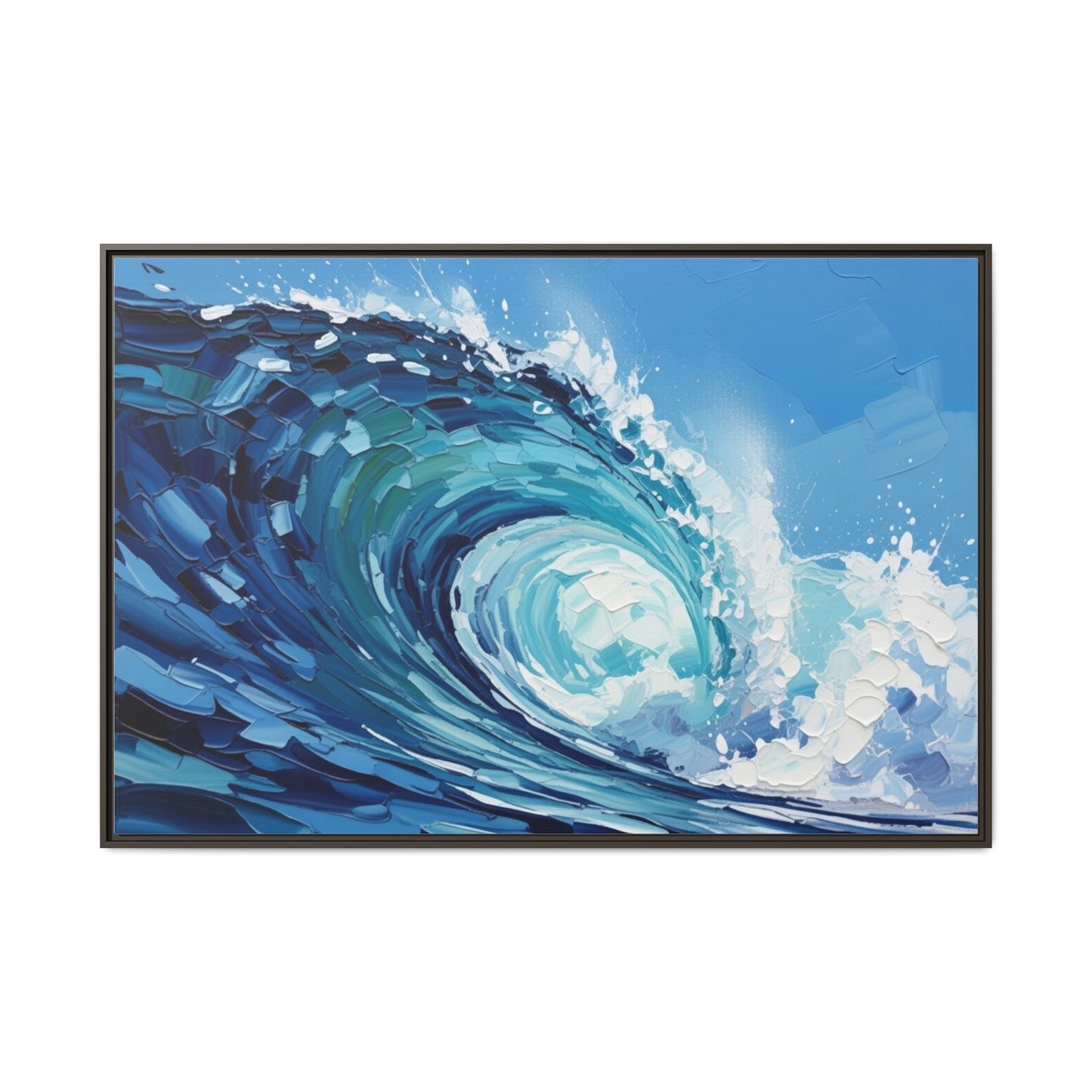 Framed Matte Canvas Wave Art — Blue Ocean Surf Wall Decor