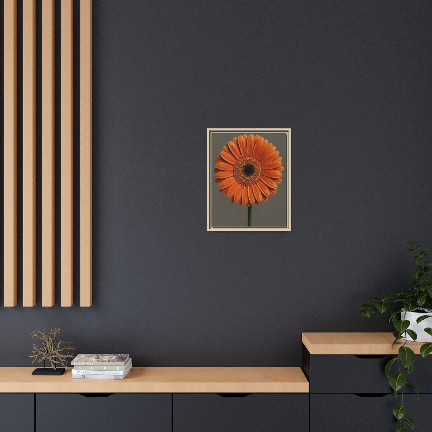 Orange Gerbera Daisy Matte Canvas Print (Framed)