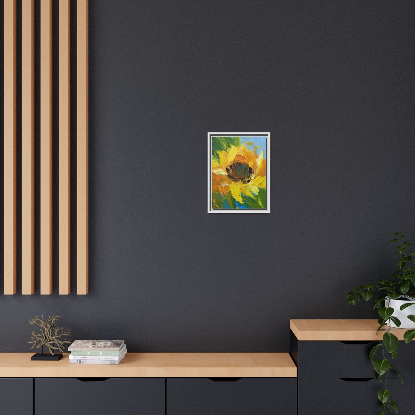 Framed Sunflower Abstract Matte Canvas Print