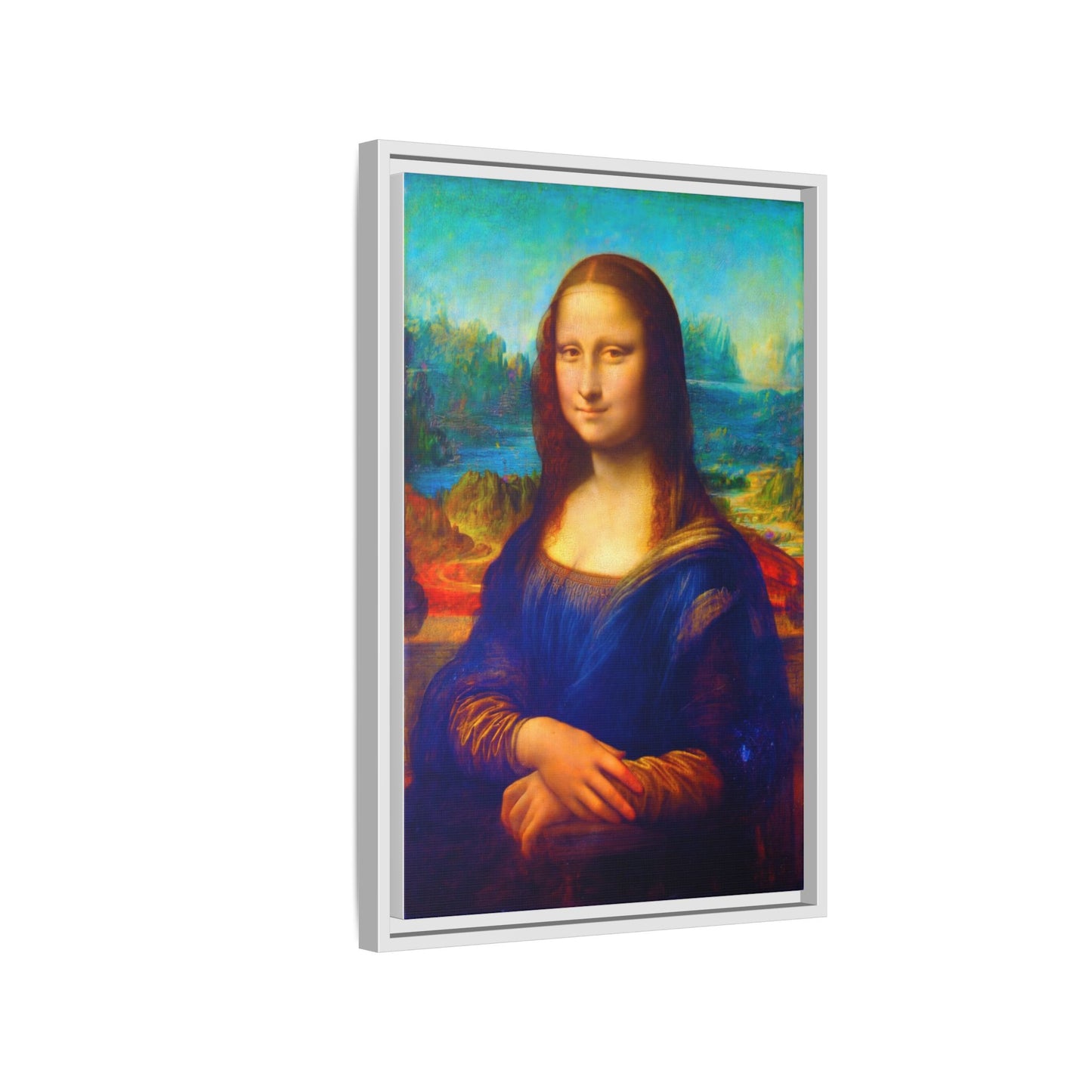 Framed Matte Canvas Print — Colorful Mona Lisa Wall Art