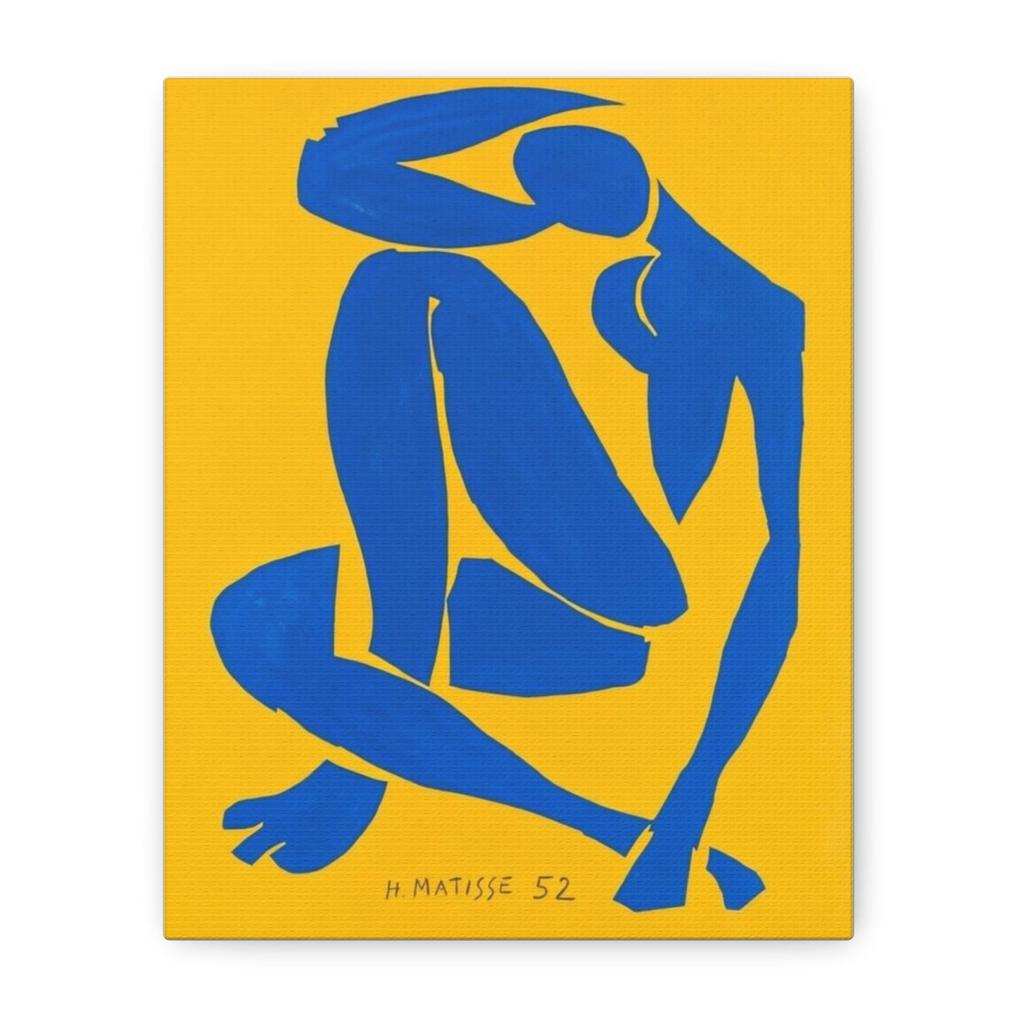 Blue Matisse Nude Silhouette Matte Canvas Print — Modern Yellow Wall Art