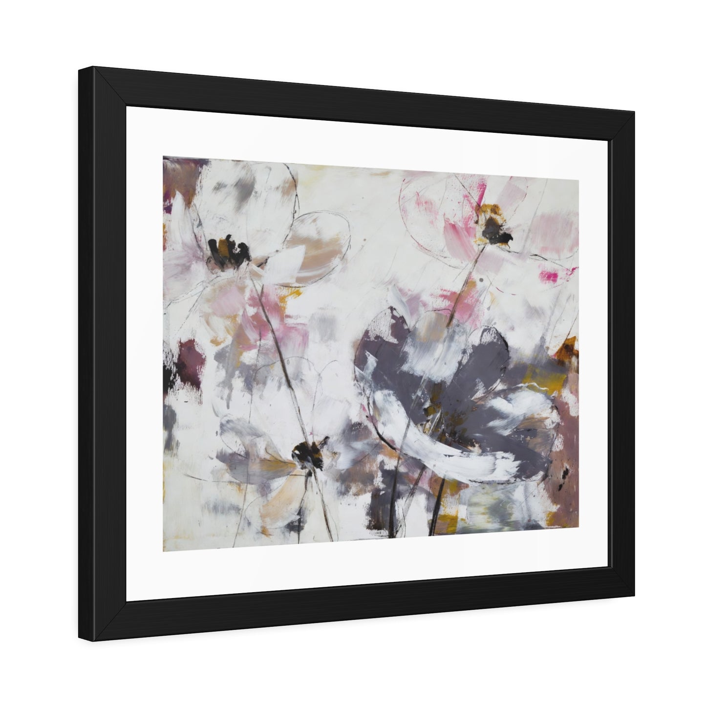 Framed Floral Poster Art – Soft Watercolor Poppies Print