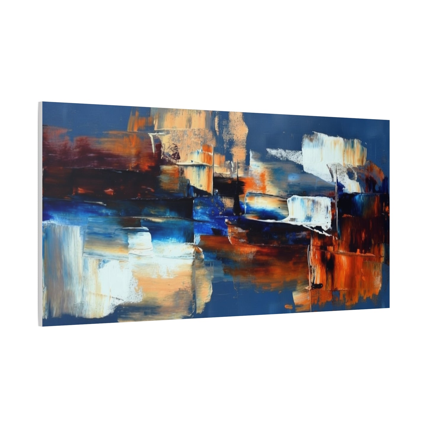 Abstract Blue & Orange Canvas Wall Art — Modern Matte Stretched Canvas