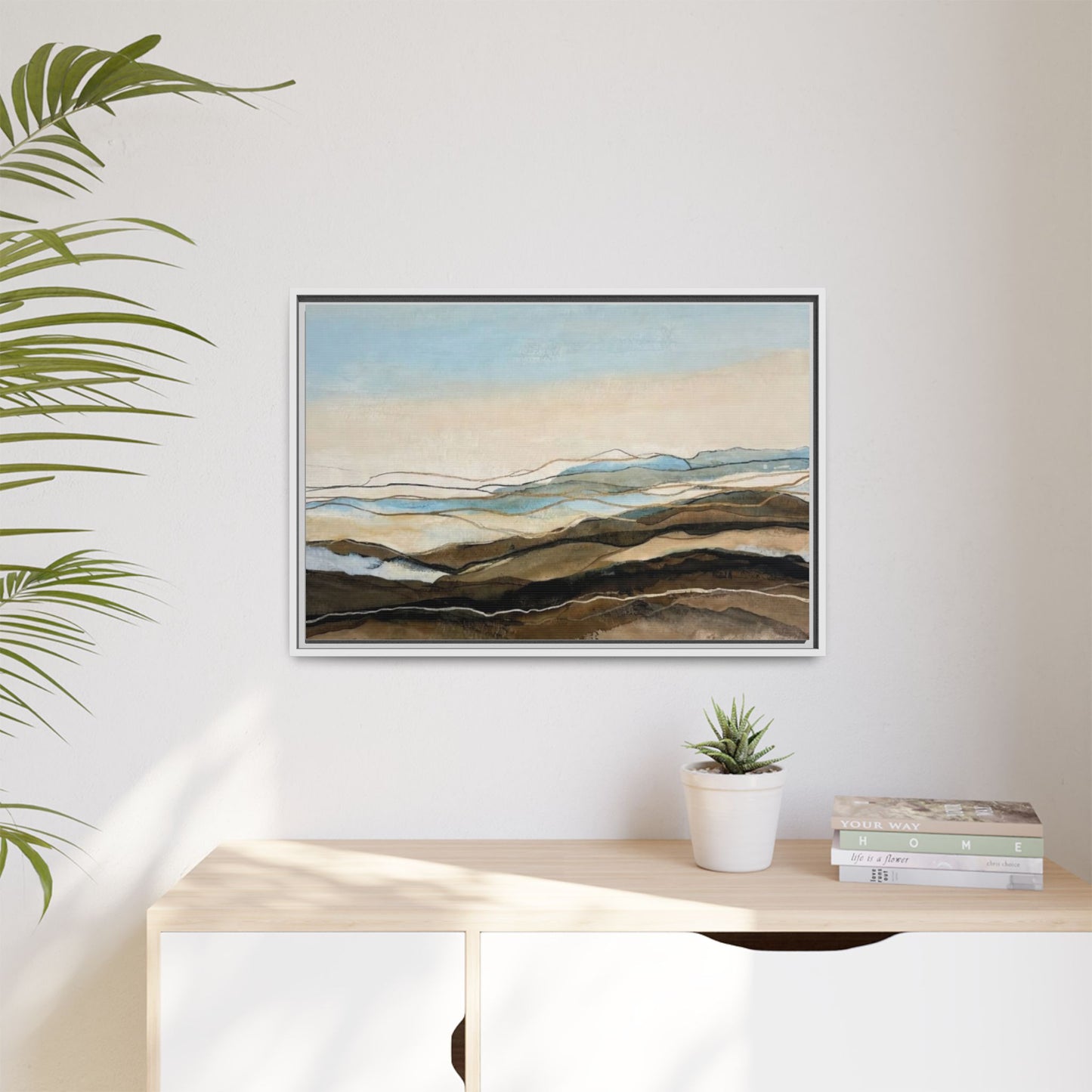 Framed Matte Canvas Print — Abstract Coastal Landscape Wall Art