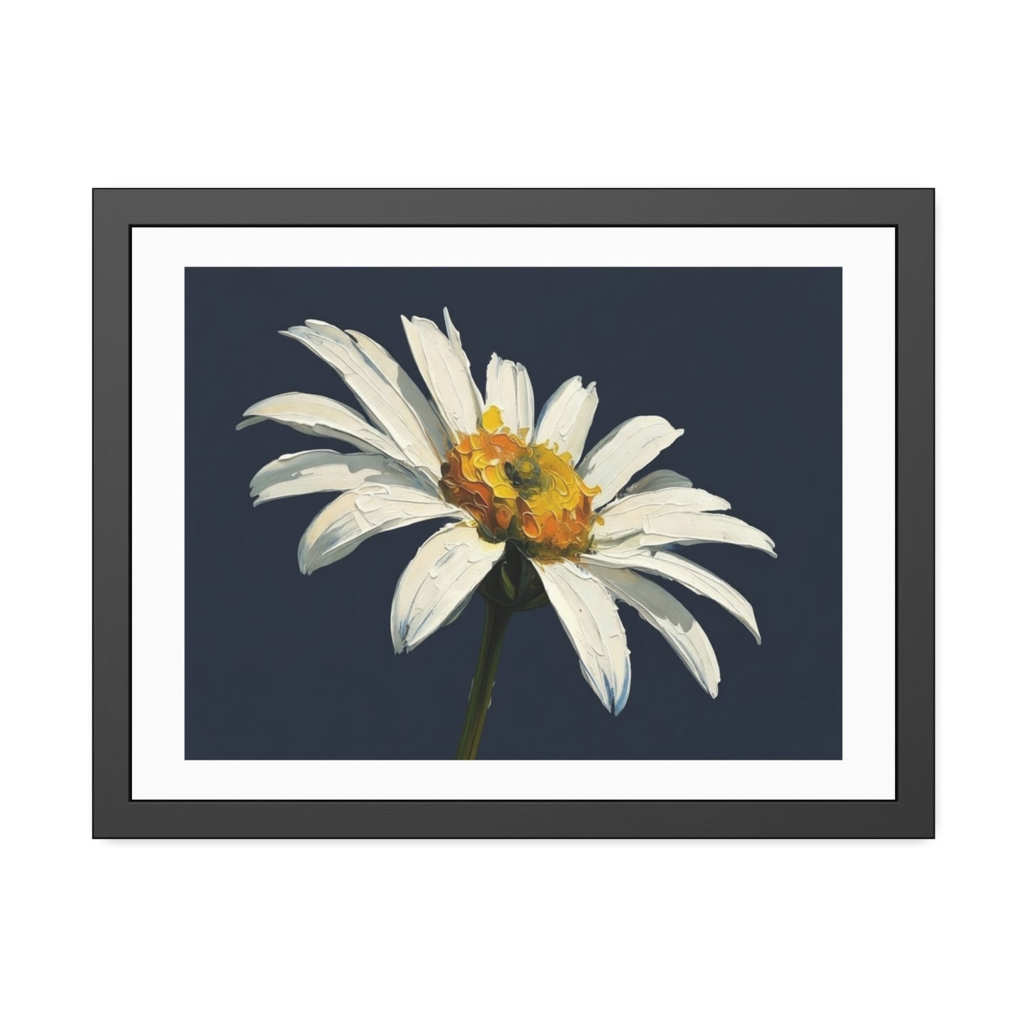 Framed Daisy Art Print — White Daisy Wall Poster in Black Frame