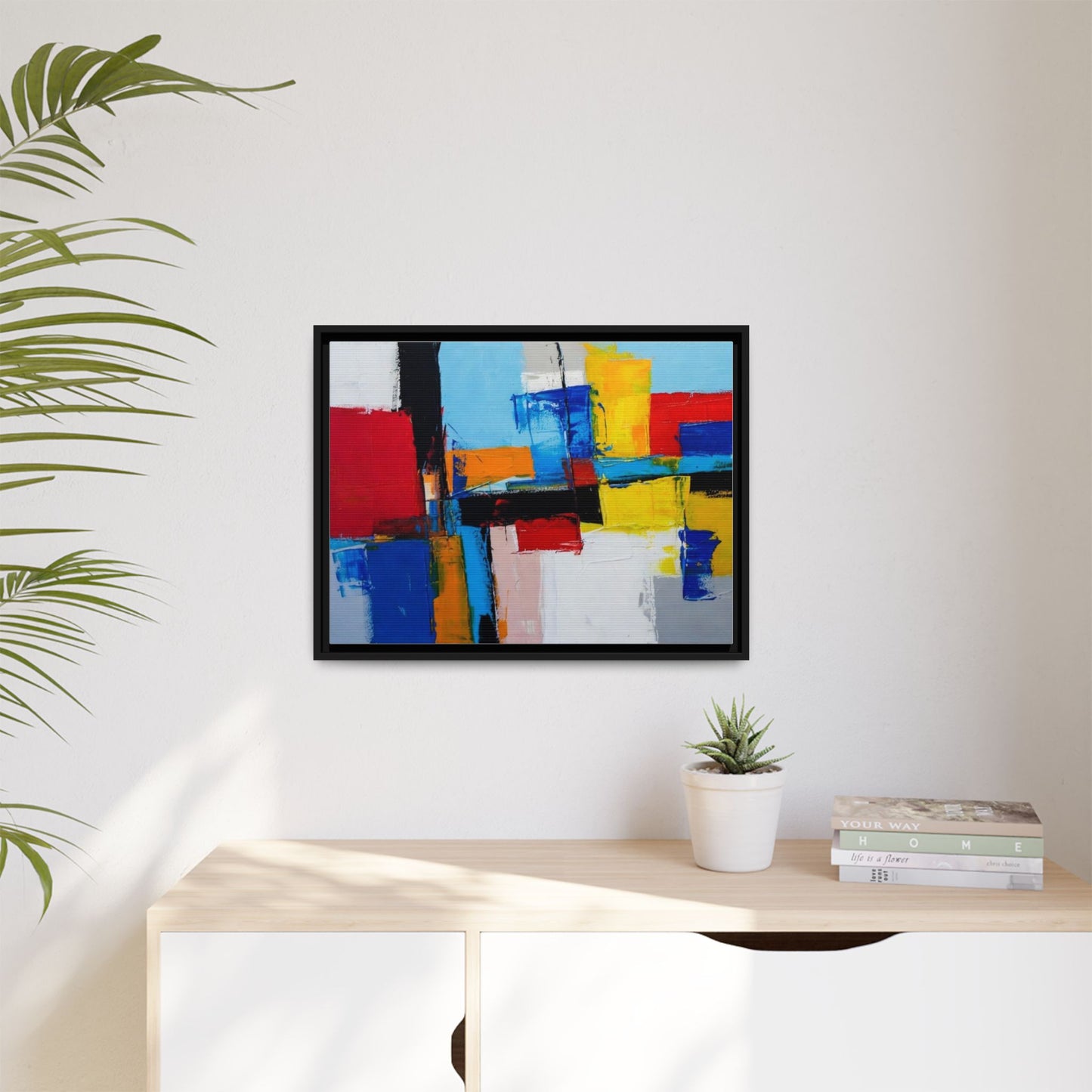 Abstract Color Block Matte Canvas Framed Wall Art