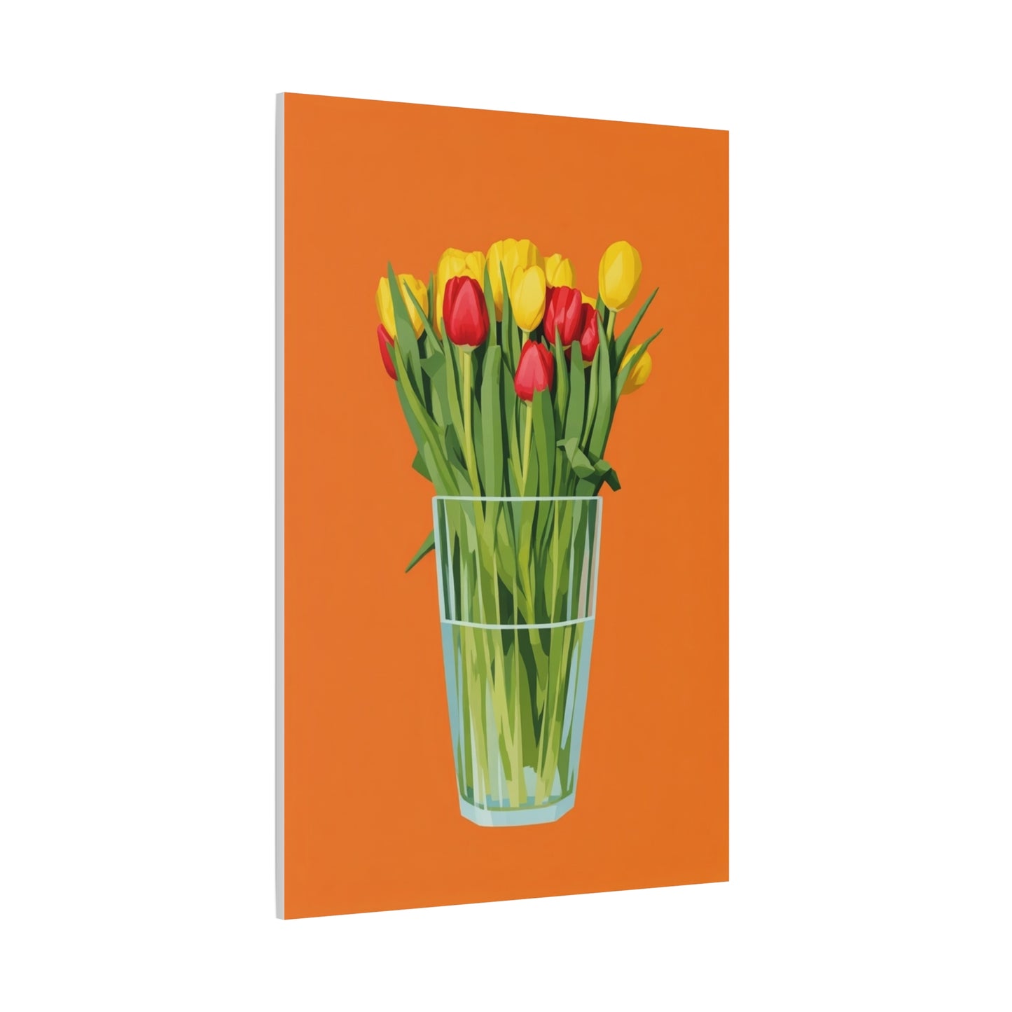 Tulip Bouquet Canvas Wall Art – Glass Vase on Orange