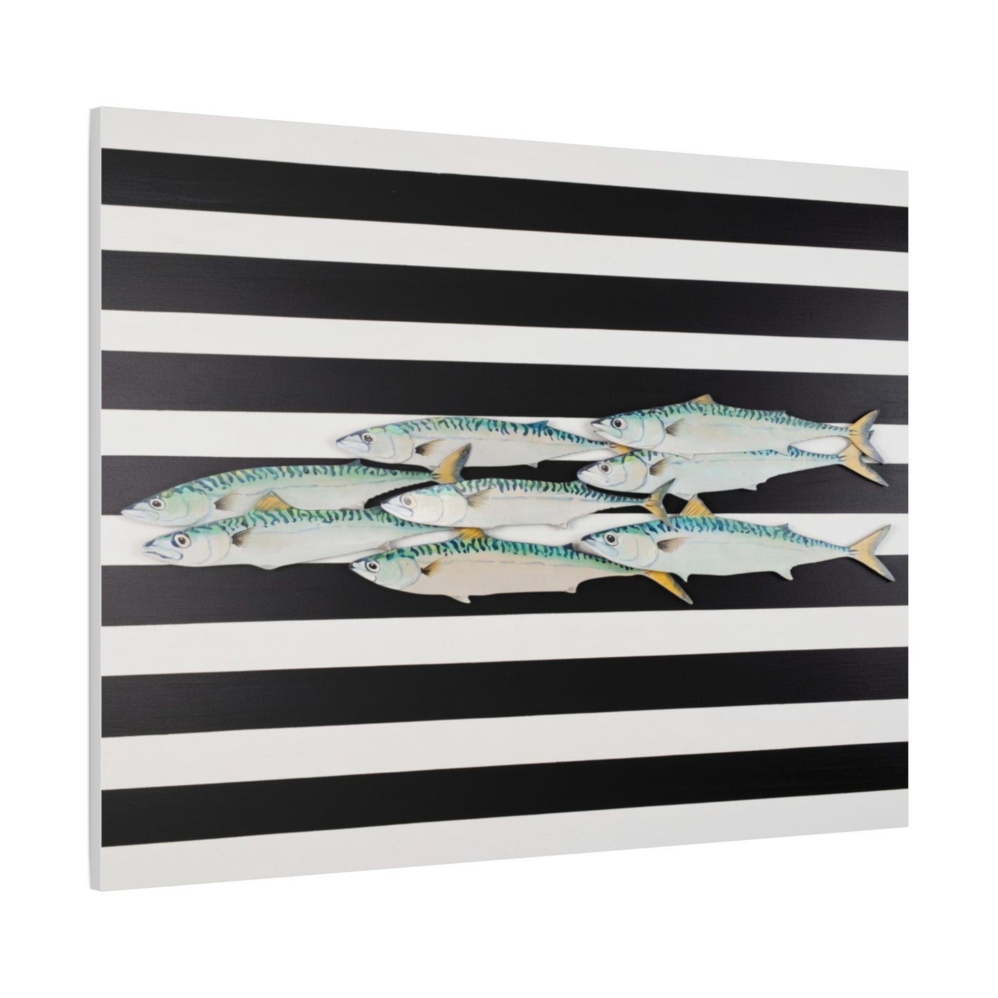 Striped Mackerel School Matte Canvas Print