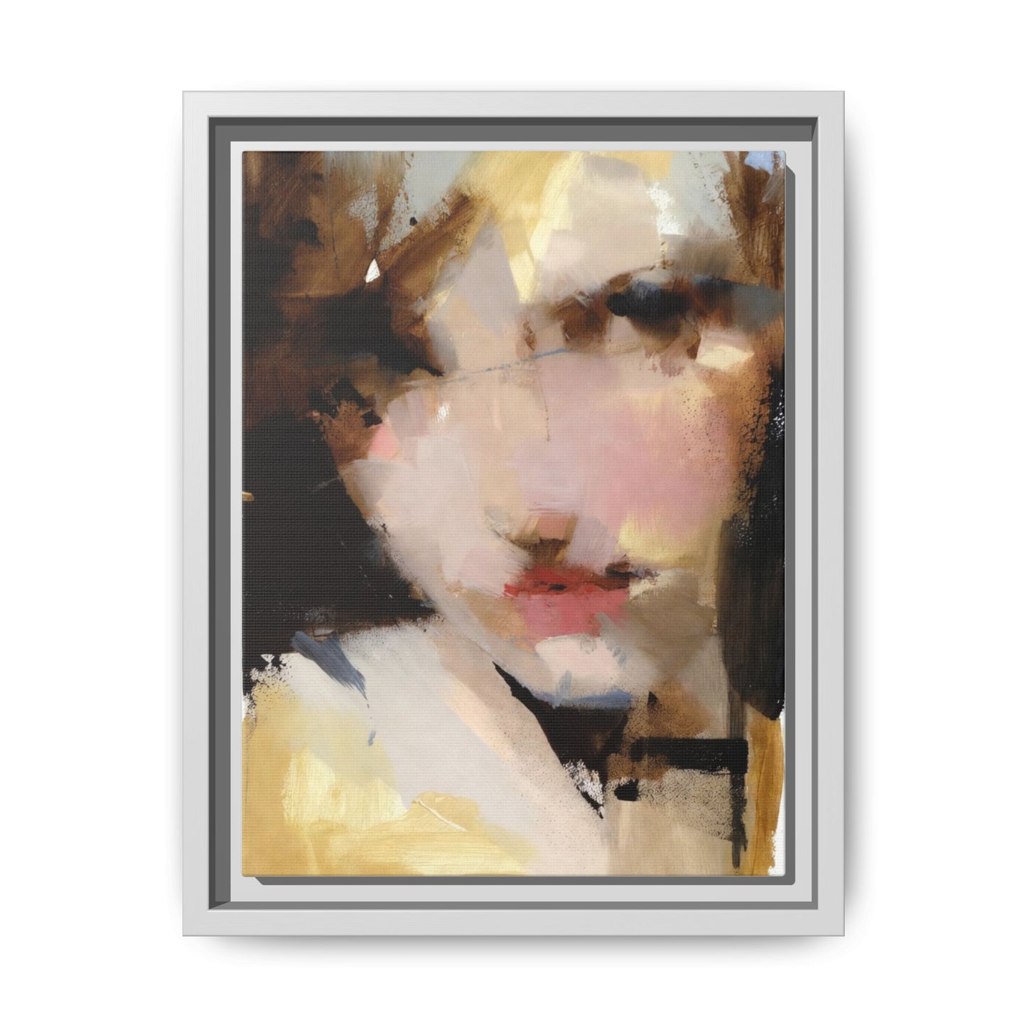 Abstract Portrait Matte Canvas Framed Print — Modern Feminine Wall Art