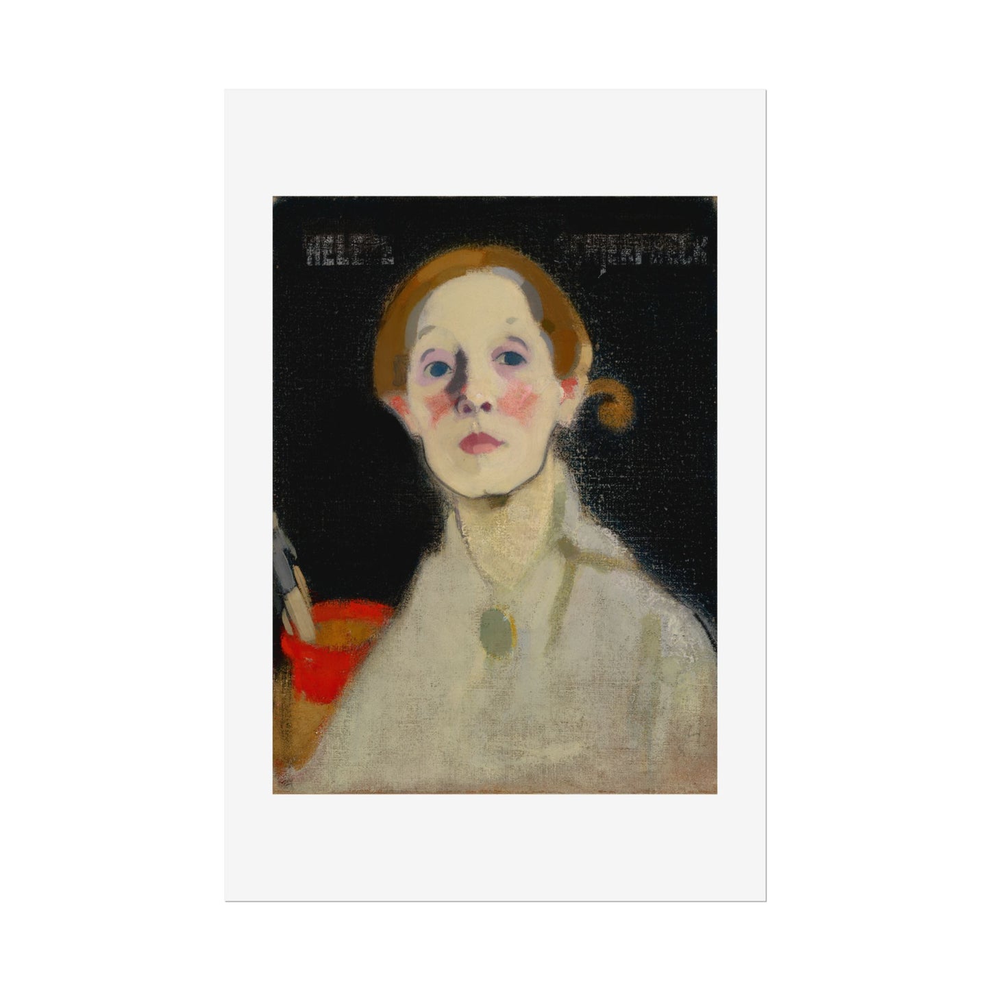 Self-Portrait Black Background by Helene Schjerfbeck Wall Art Print