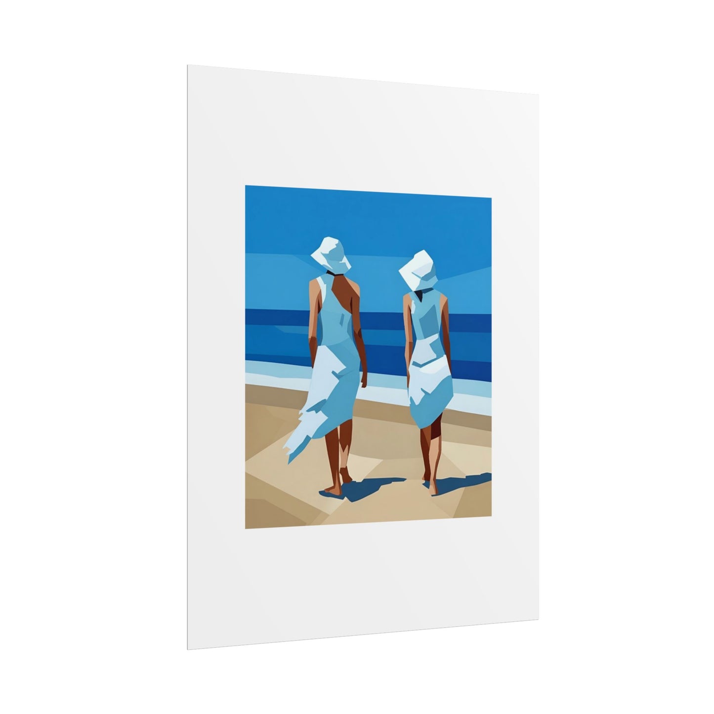 Beach Stroll Art Poster — Minimalist Coastal Print (Rolled Poster)