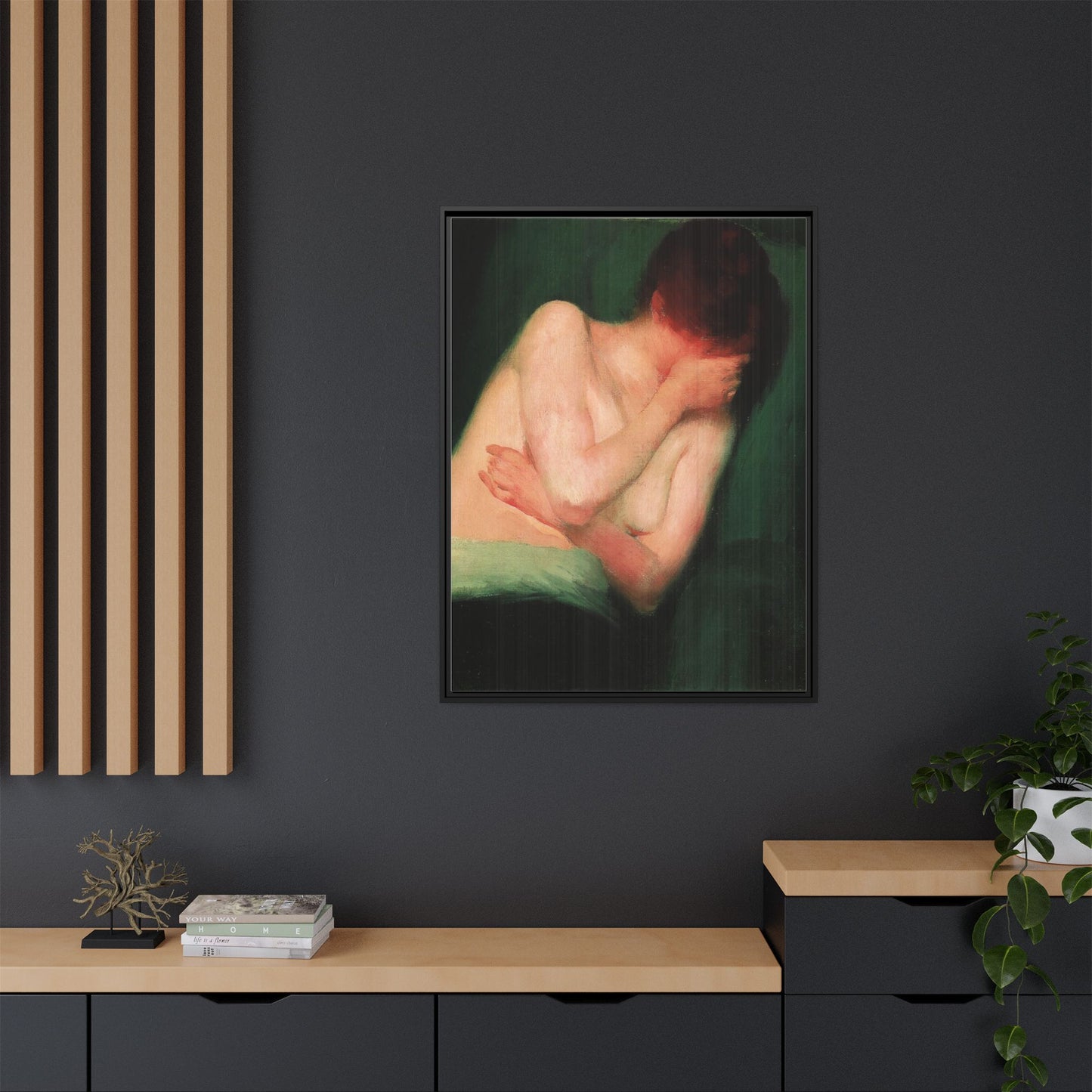 Female Nude by János Vaszary Framed Matte Canvas Wall Art Print