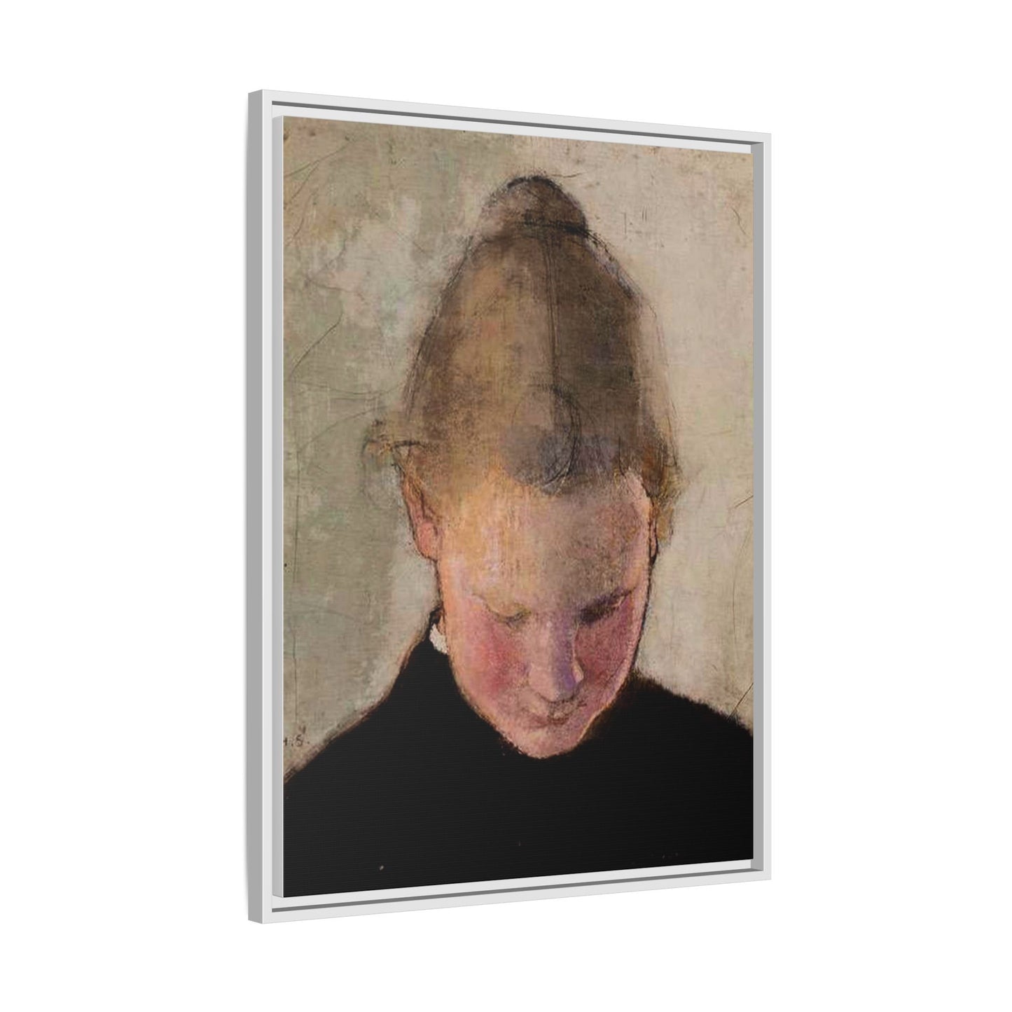 Lukeva tytto by Helena Schjerfbeck Framed Matte Canvas Art Print