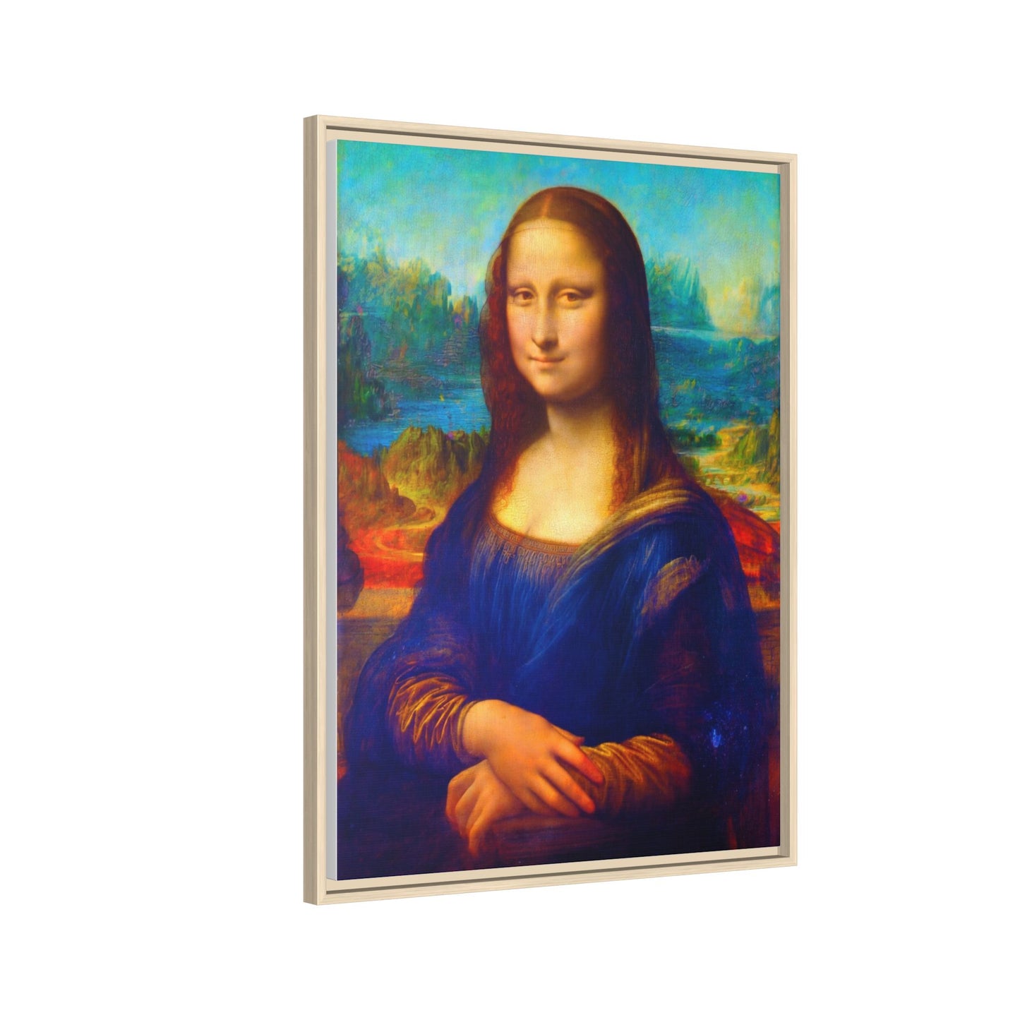 Framed Matte Canvas Print — Colorful Mona Lisa Wall Art