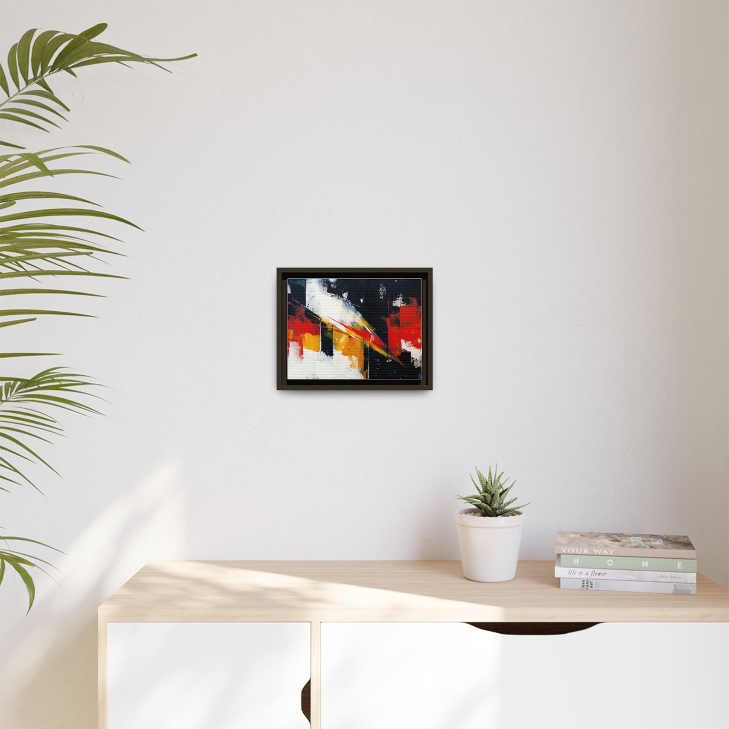 Abstract Red & Black Framed Canvas Print — Modern Geometric Wall Art