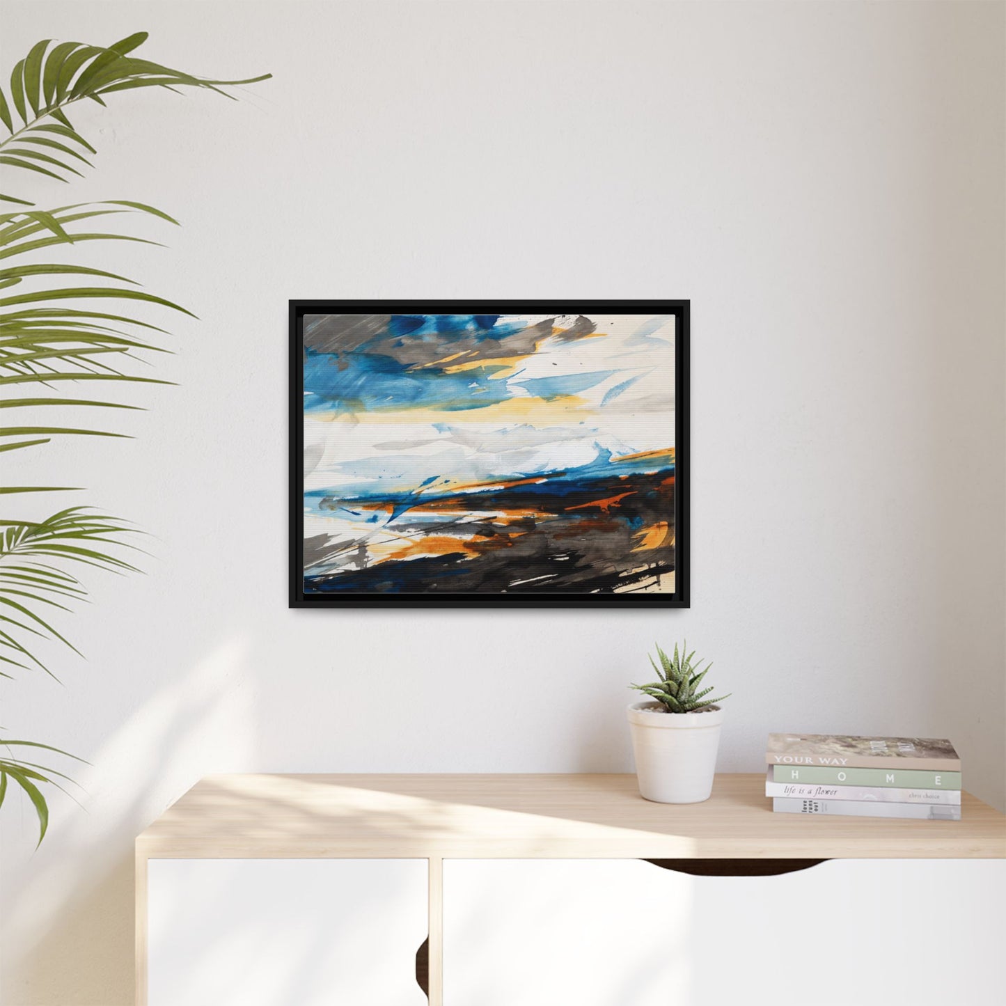 Abstract Coastal Waves Matte Canvas Framed Wall Art