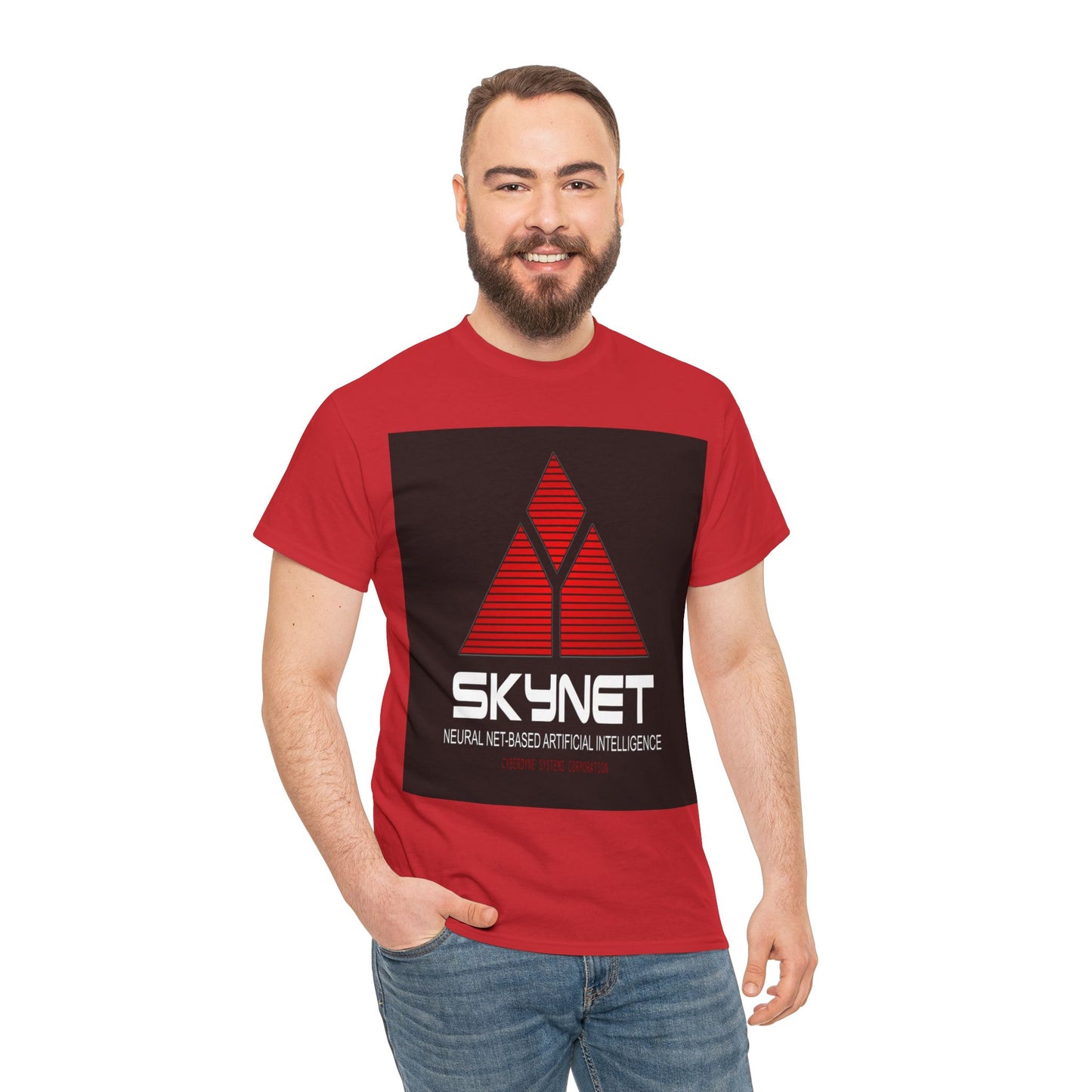 Skynet Logo Tee — Retro Red AI Graphic T-Shirt