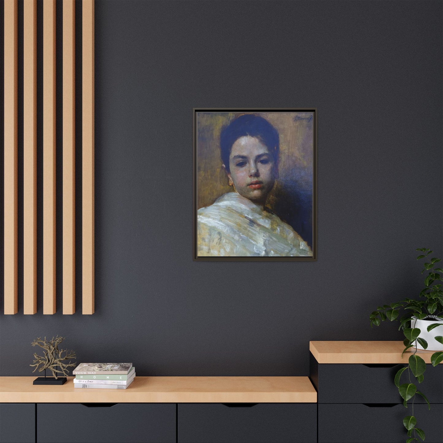 Carminella by Antonio Mancini Framed Matte Canvas Art Print