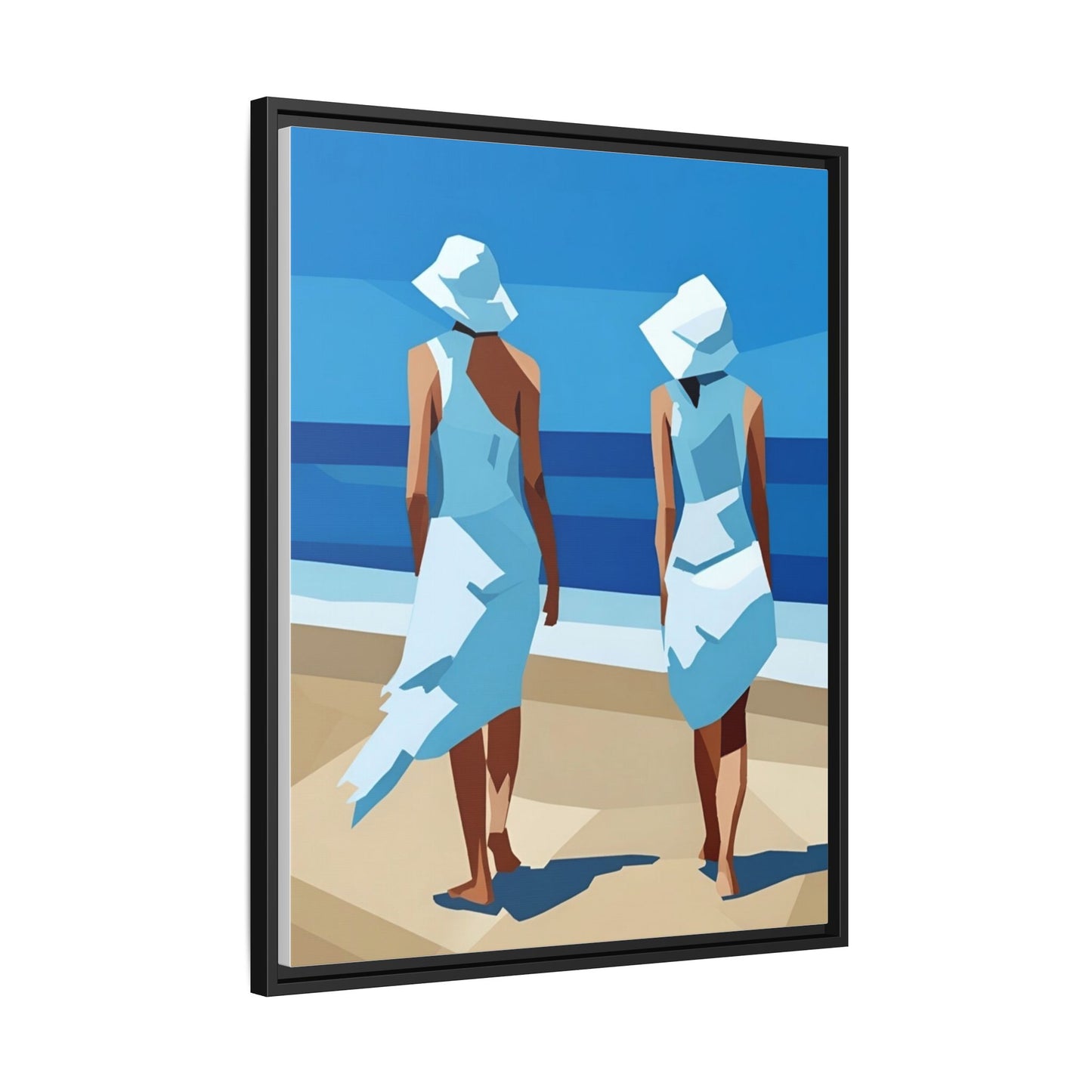 Seaside Stroll Matte Canvas Framed Print — Coastal Beach Art