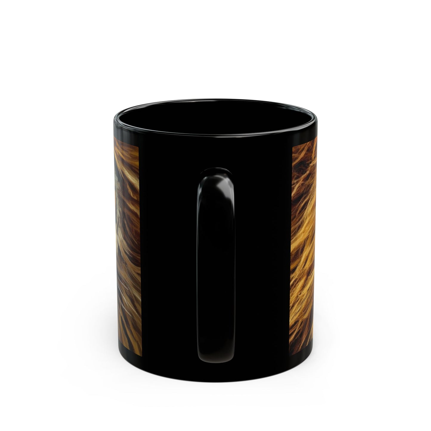 Lion Portrait Black Ceramic Mug — Majestic Wildlife Coffee Cup (11oz, 15oz)