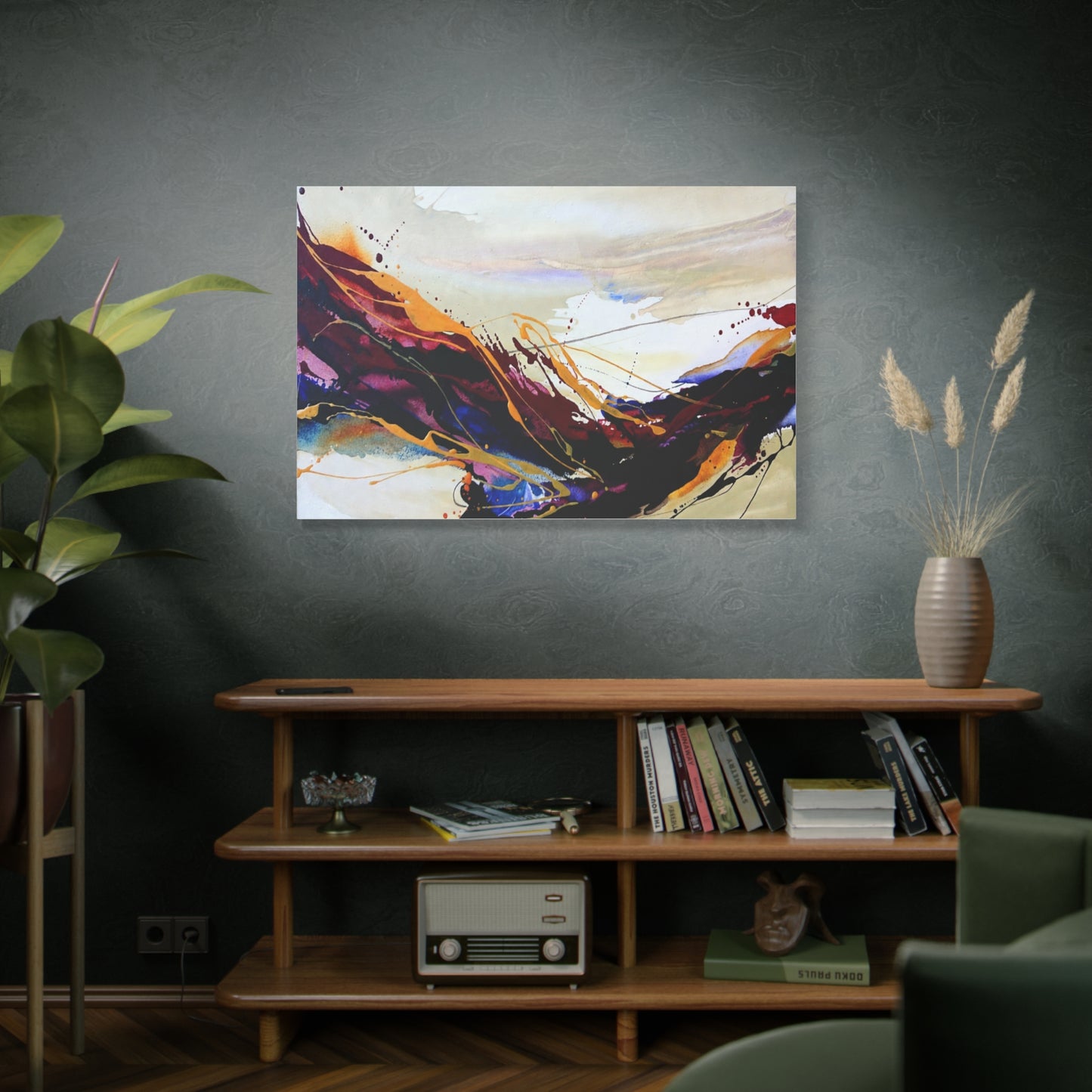 Abstract Color Flow Matte Stretched Canvas – Vibrant Modern Wall Art