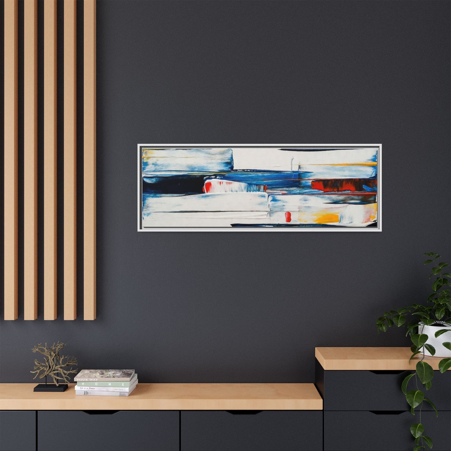 Abstract Coastal Brushstrokes Framed Canvas Print