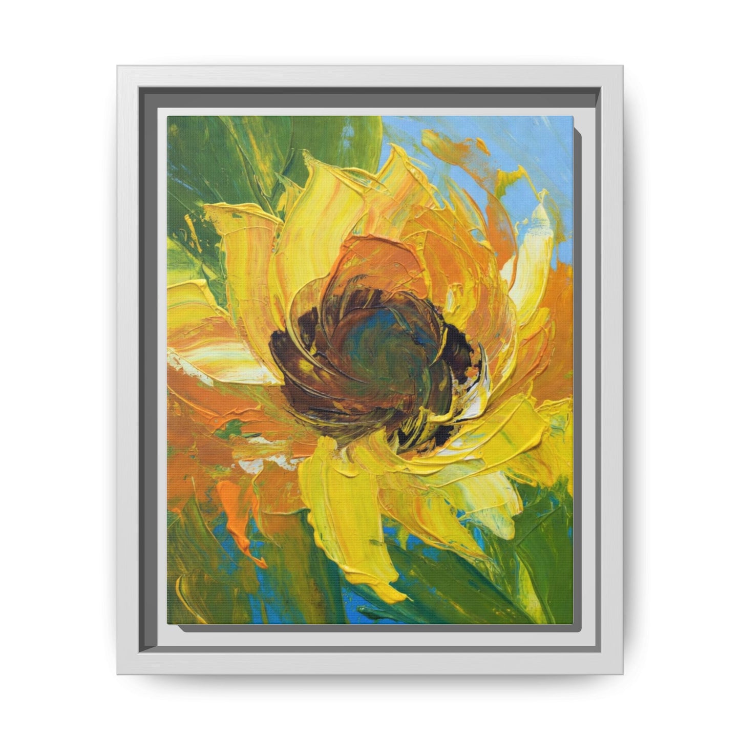 Framed Sunflower Abstract Matte Canvas Print